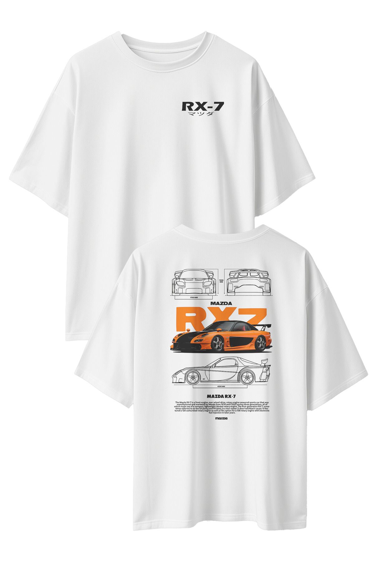 CEVİNDİ Unisex Tşört Mazda RX7 Baskılı T-shirt