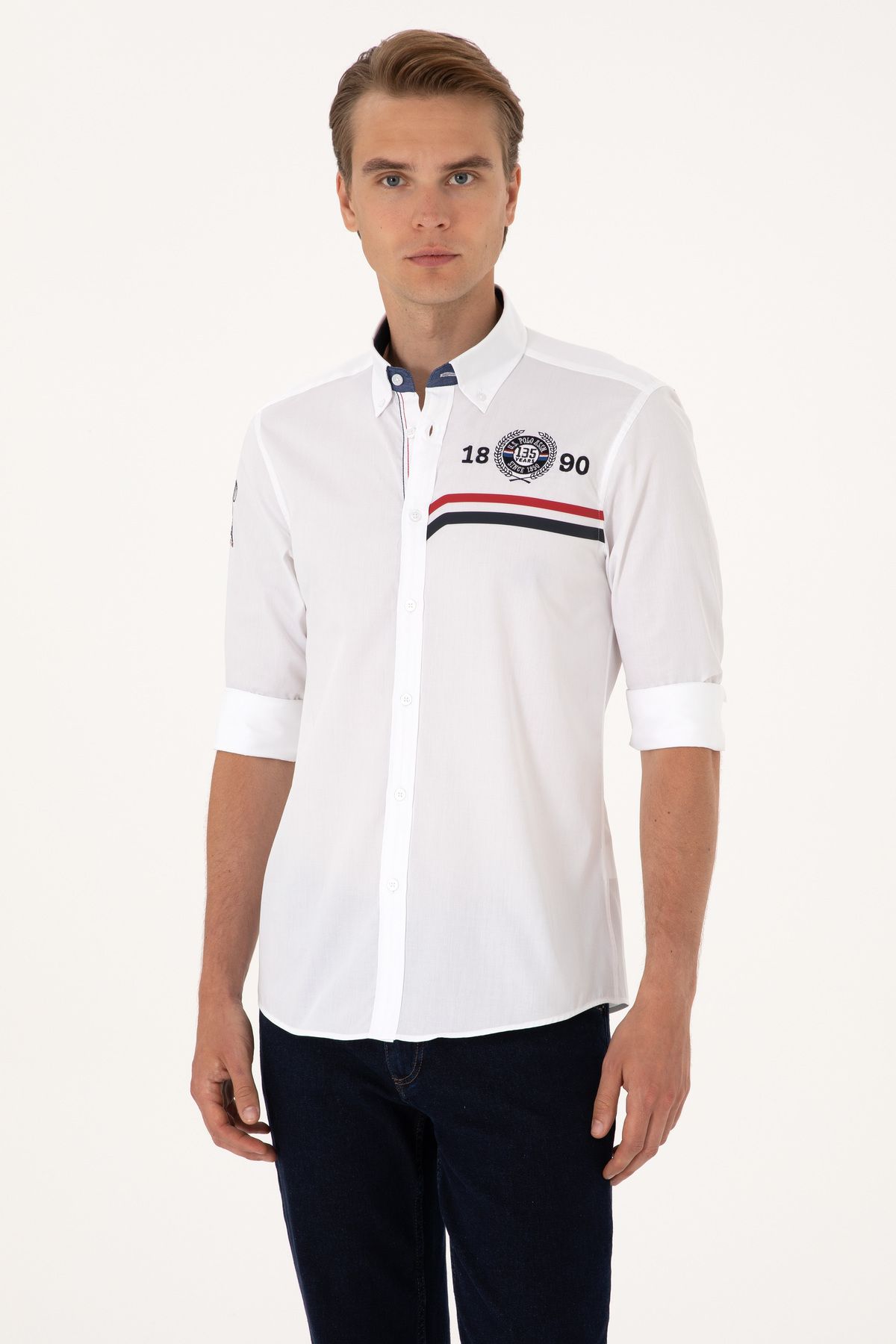 U.S. Polo Assn. Erkek Beyaz Uzun Kollu Gömlek 50299585-VR013