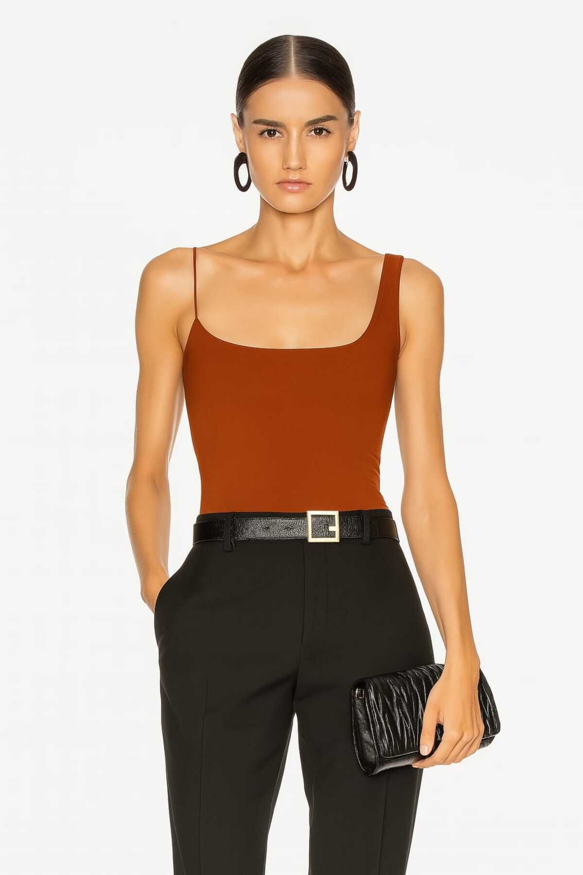 By Kul Design KADIN TEK OMUZ HALTER YAKA ASKI DETAY BODYSUİT