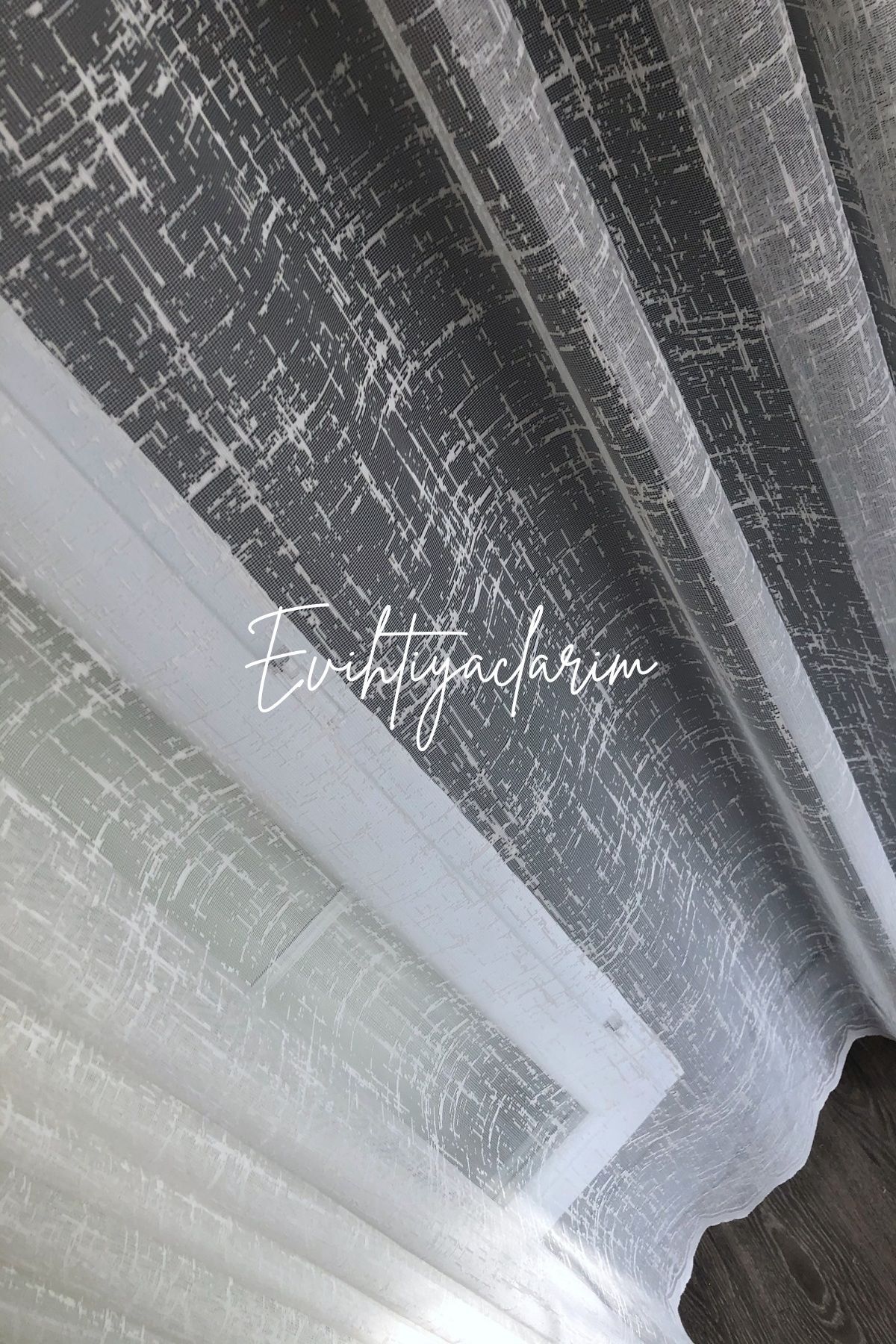 evihtiyaclarim by IOC-Ironing-Free, Wrinkle-Free, Suitable for All Rooms, Cationic Knitted Model 1/3 Tight Pleated Tulle Curtain 3