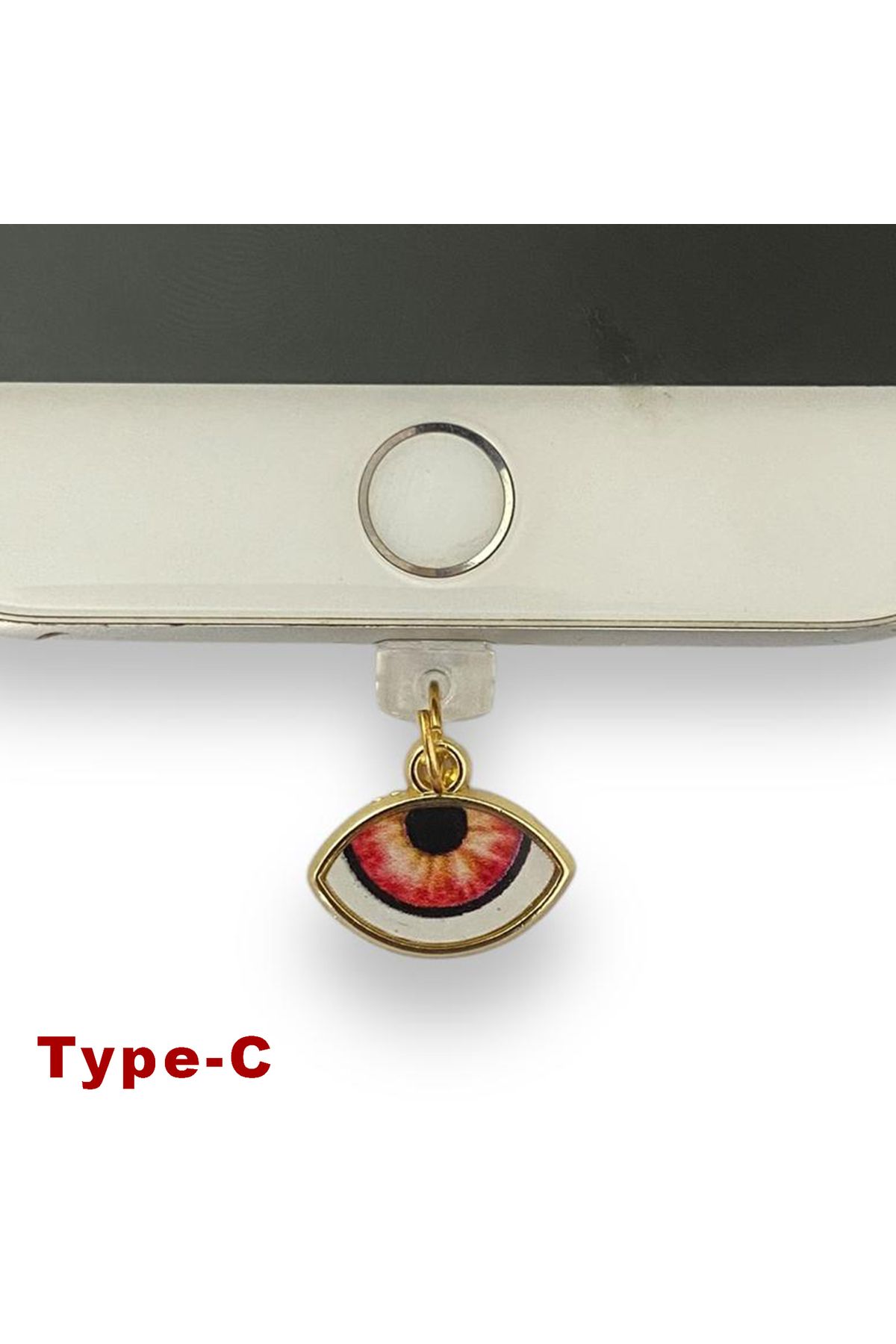 BK Design Type-C Çelik Takı Figürlü Telefon Şarj Portu Toz Tıpası Toz Tıkacı Charm TCGL5016