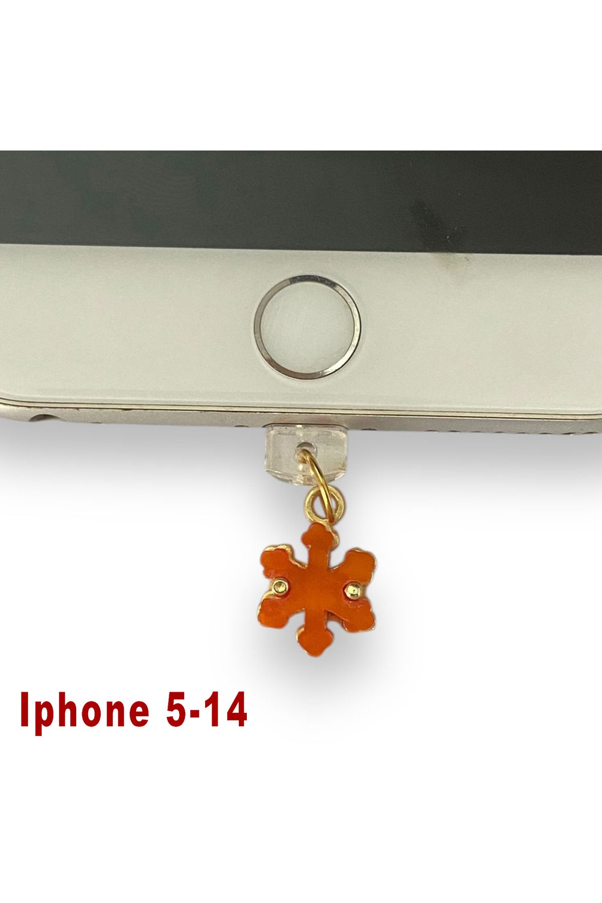 BK Design Iphone 5-14 Çelik Takı Figürlü Telefon Şarj Portu Toz Tıpası Toz Tıkacı Charm IPGL6012