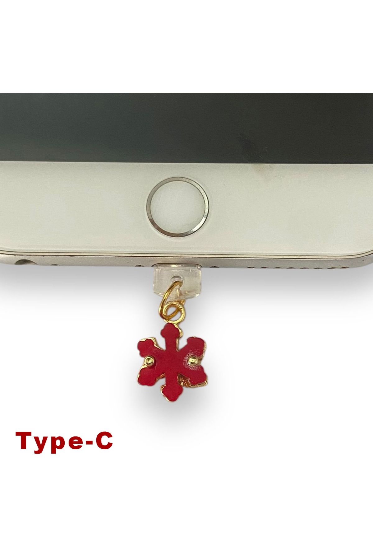 BK Design Type-C Çelik Takı Figürlü Telefon Şarj Portu Toz Tıpası Toz Tıkacı Charm TCGL5011