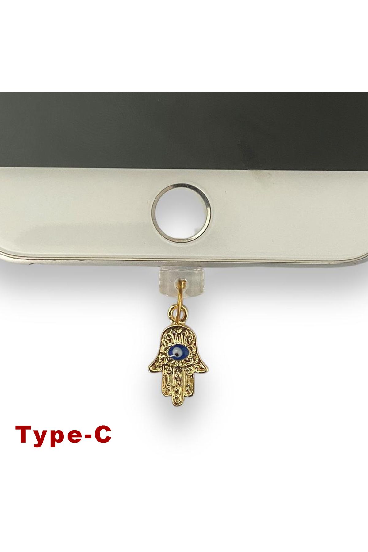 BK Design Type-C Çelik Takı Figürlü Telefon Şarj Portu Toz Tıpası Toz Tıkacı Charm TCGL5008