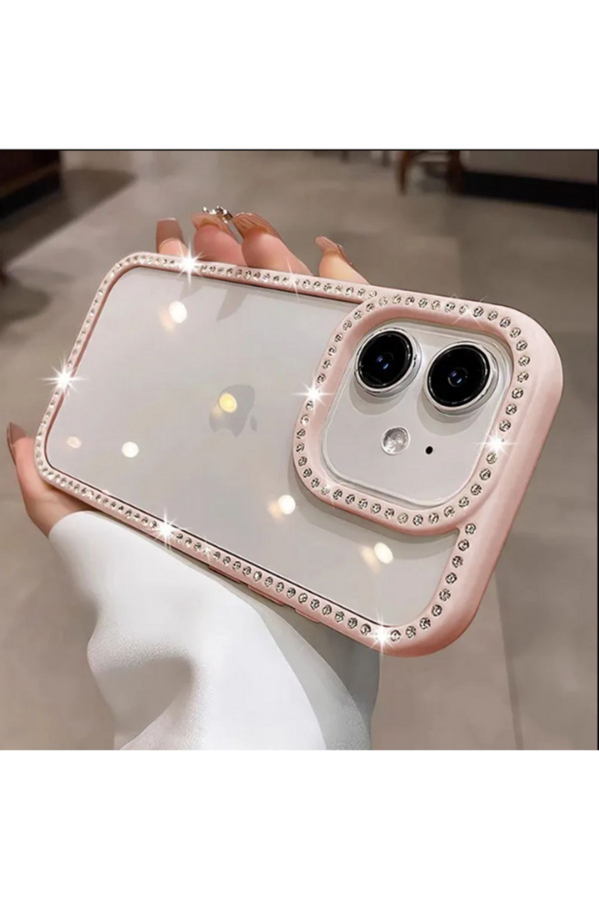 Teknodur Apple iPhone 16 Pro Uyumlu Kılıf Zebana Bling Diamond Silikon Kılıf Pembe