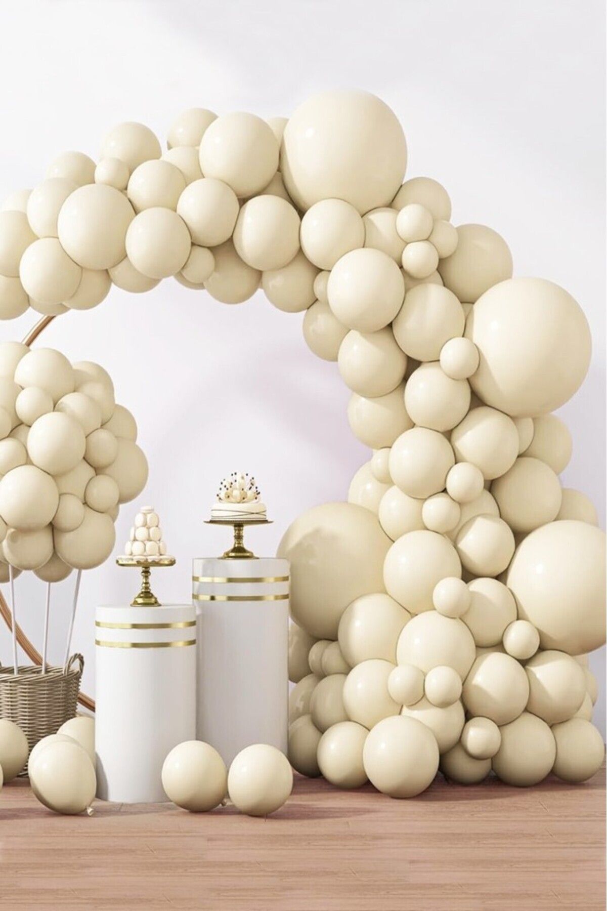 Store Retro Deniz Kumu Balon Bej 20 adet 12inç