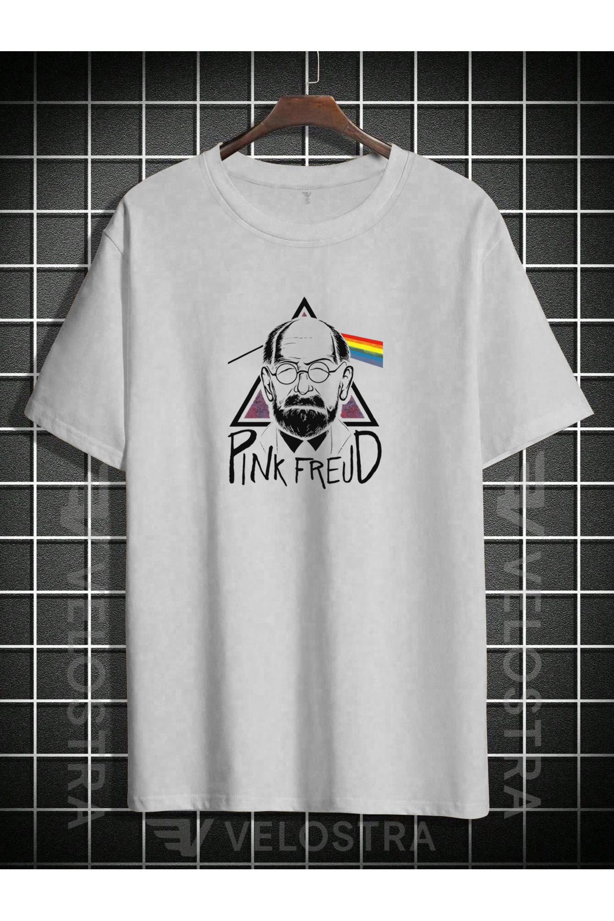 Velostra Unisex Pink Freud Baskılı Oversize T-shirt