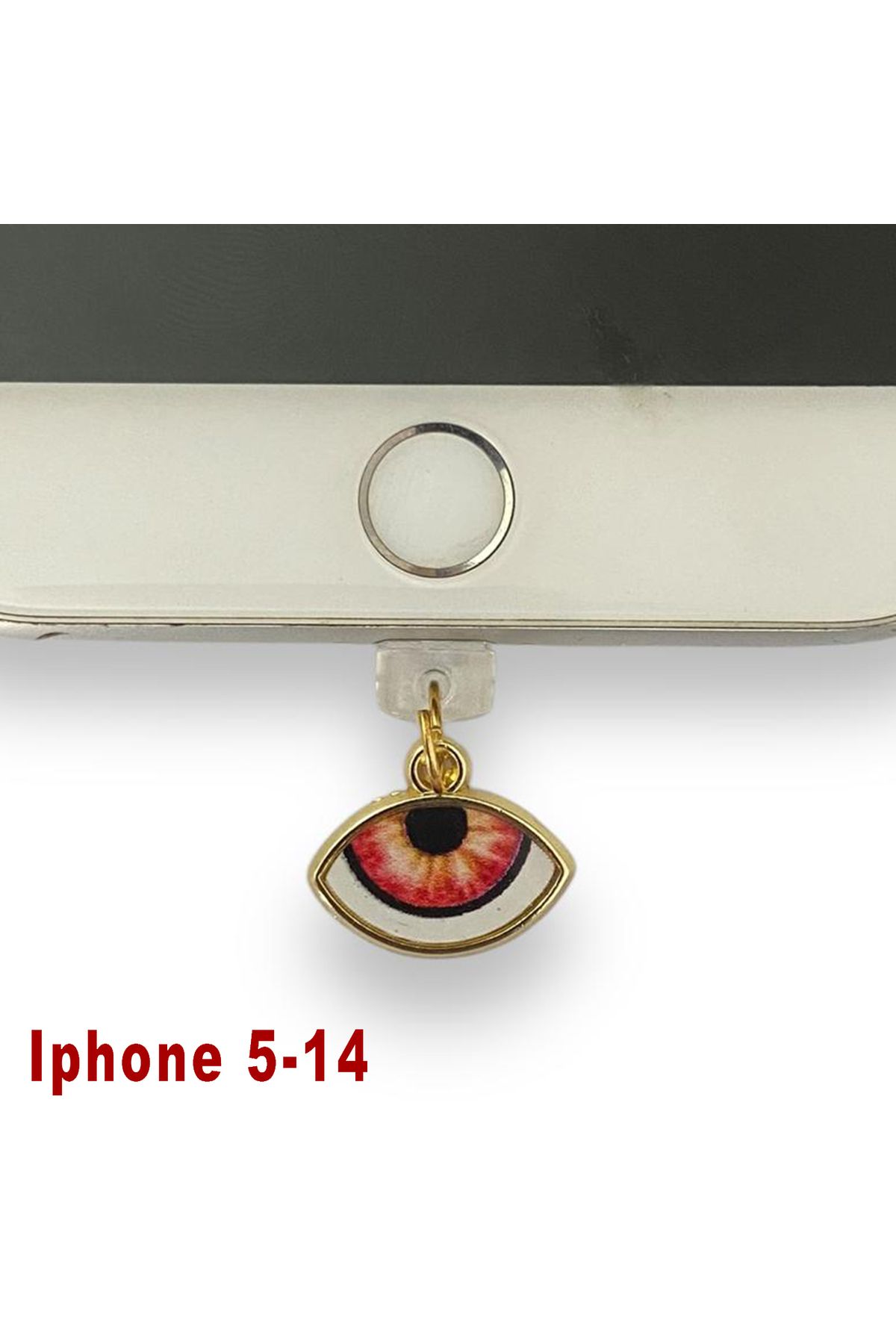 BK Design Iphone 5-14 Çelik Takı Figürlü Telefon Şarj Portu Toz Tıpası Toz Tıkacı Charm IPGL6016