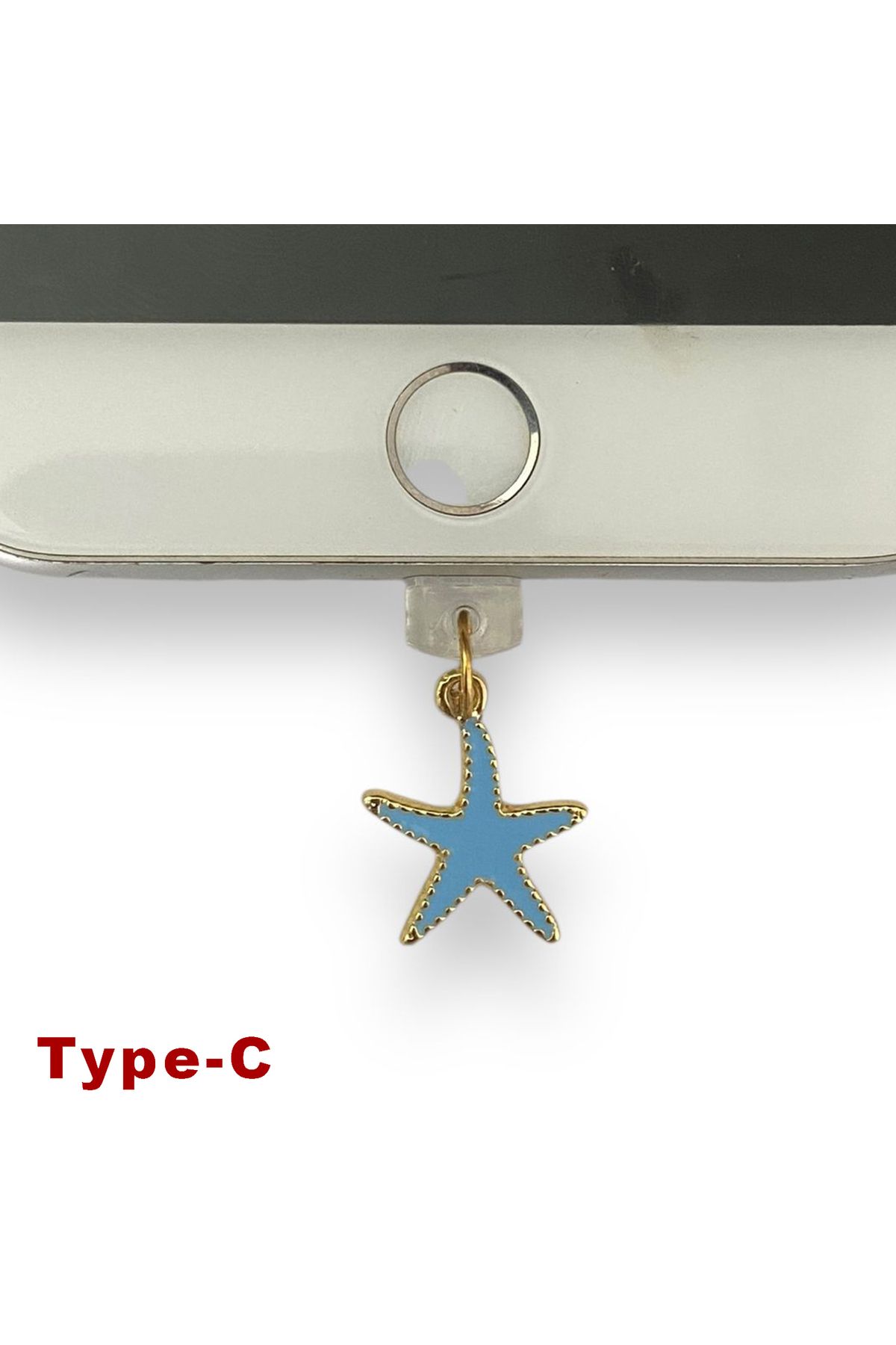 BK Design Type-C Çelik Takı Figürlü Telefon Şarj Portu Toz Tıpası Toz Tıkacı Charm TCGL5003