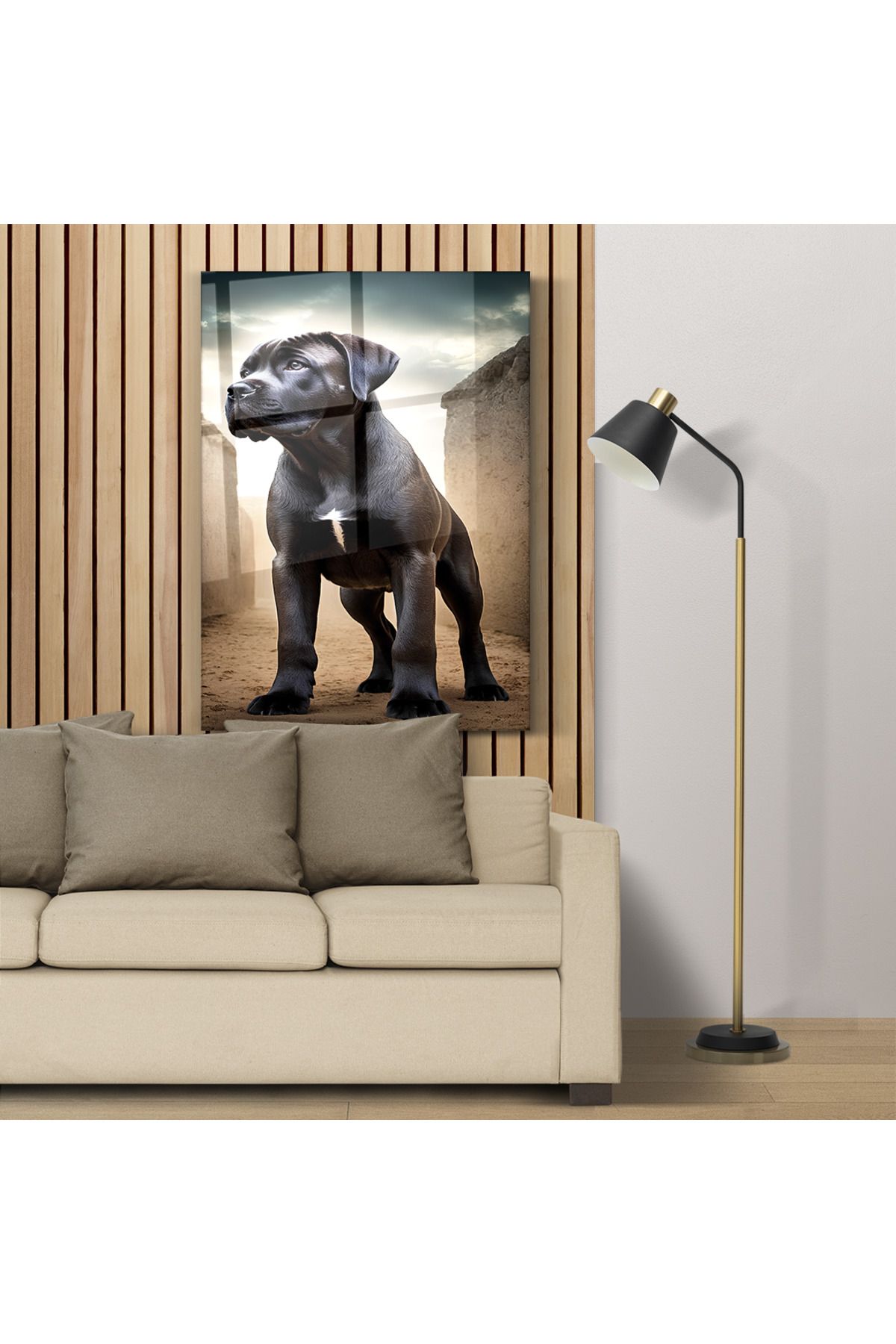 PoyKilArt Cam Tablo - Siyah Asil Köpek - Duvar dekorasyonu - Ofis dekorasyonu - Duvar tablosu - DK