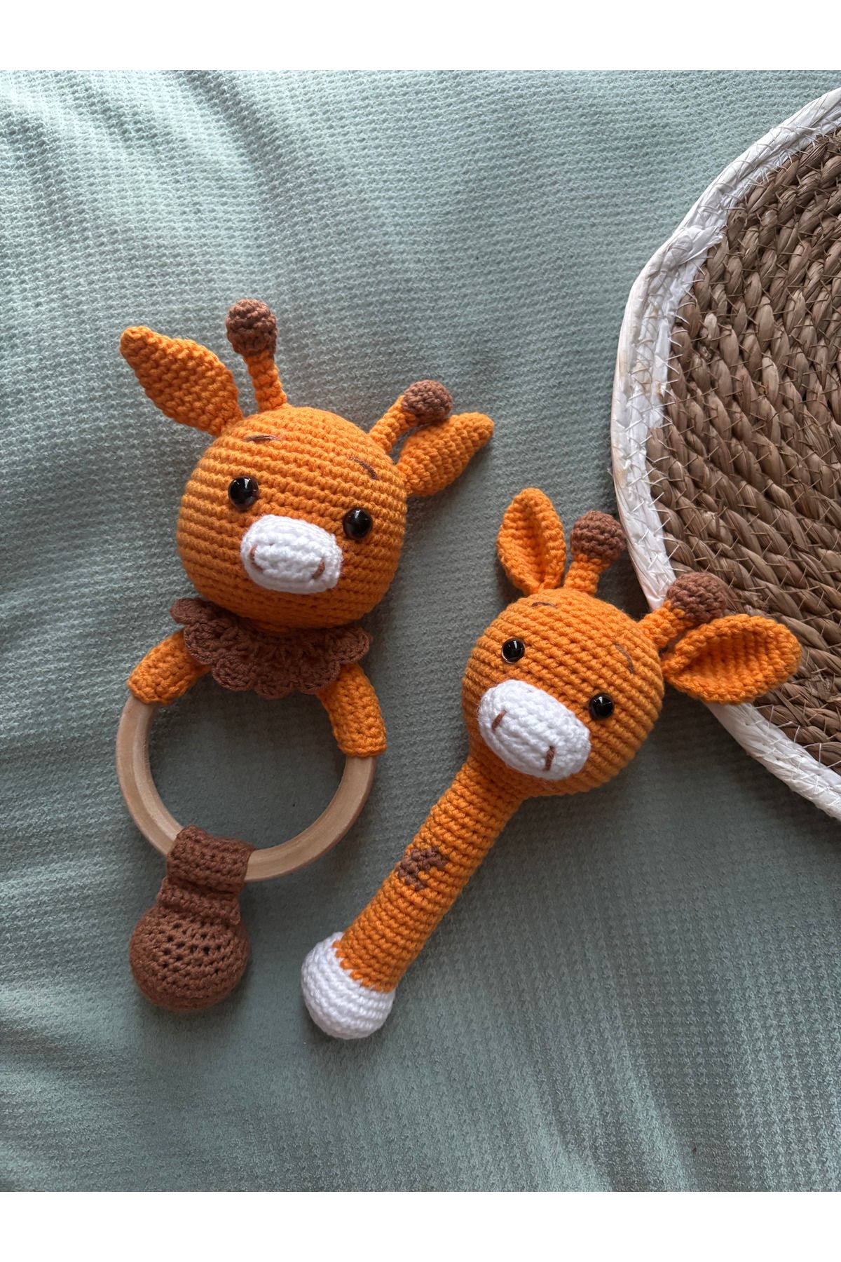 Aia&Co Amigurumi Sevimli Zürafa Diş Kaşıyıcı Çıngırak 2'li Set