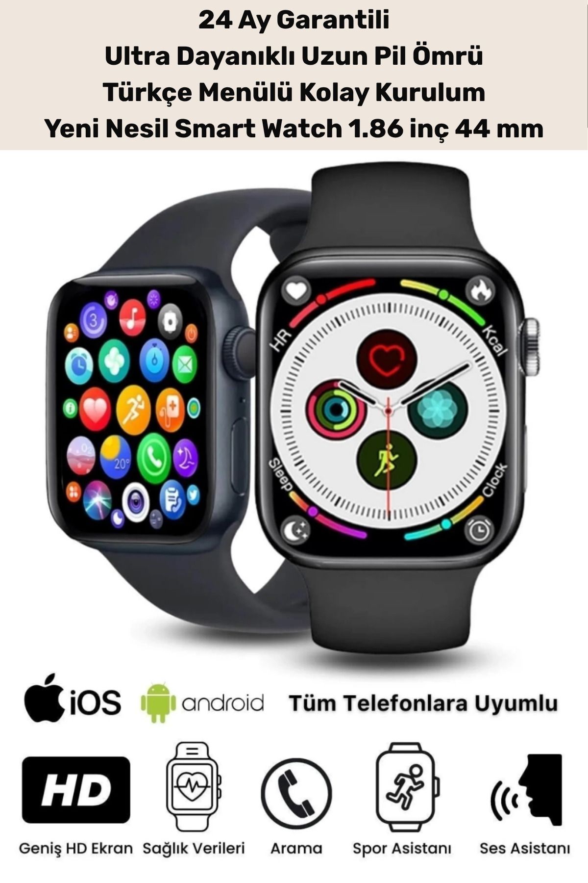 PeraNova Özel Su Geçirmez 44mm Watch 7 Ios Android Sağlık Sensörlü Bluetooth Aramalı Alarm Akıllı Saat