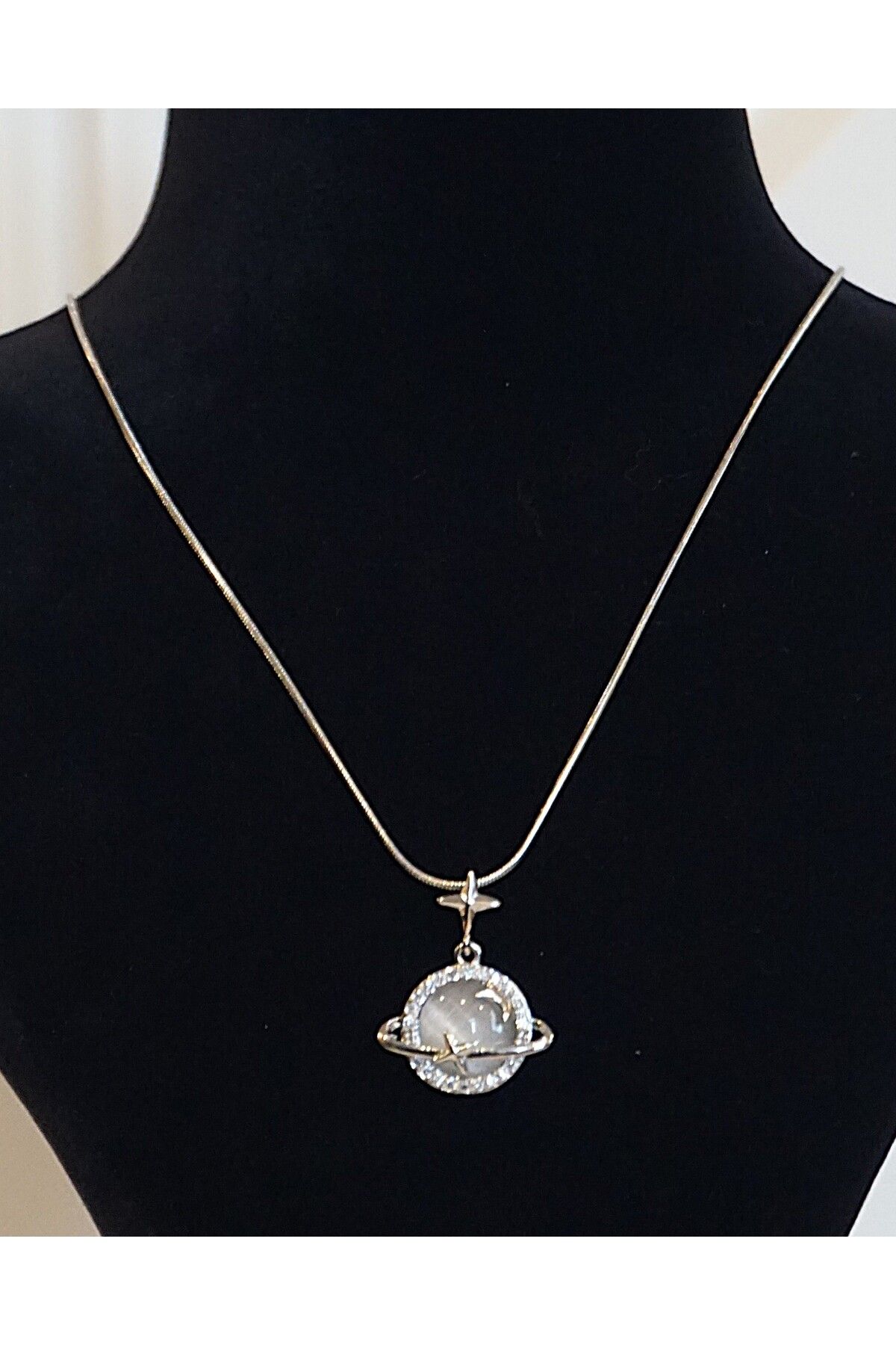 Finesa Jewelry Çelik, Zirkon Taşlı Ay ve Yıldız Temalı ,Gökyüzüne Yolculuk Kolyesi