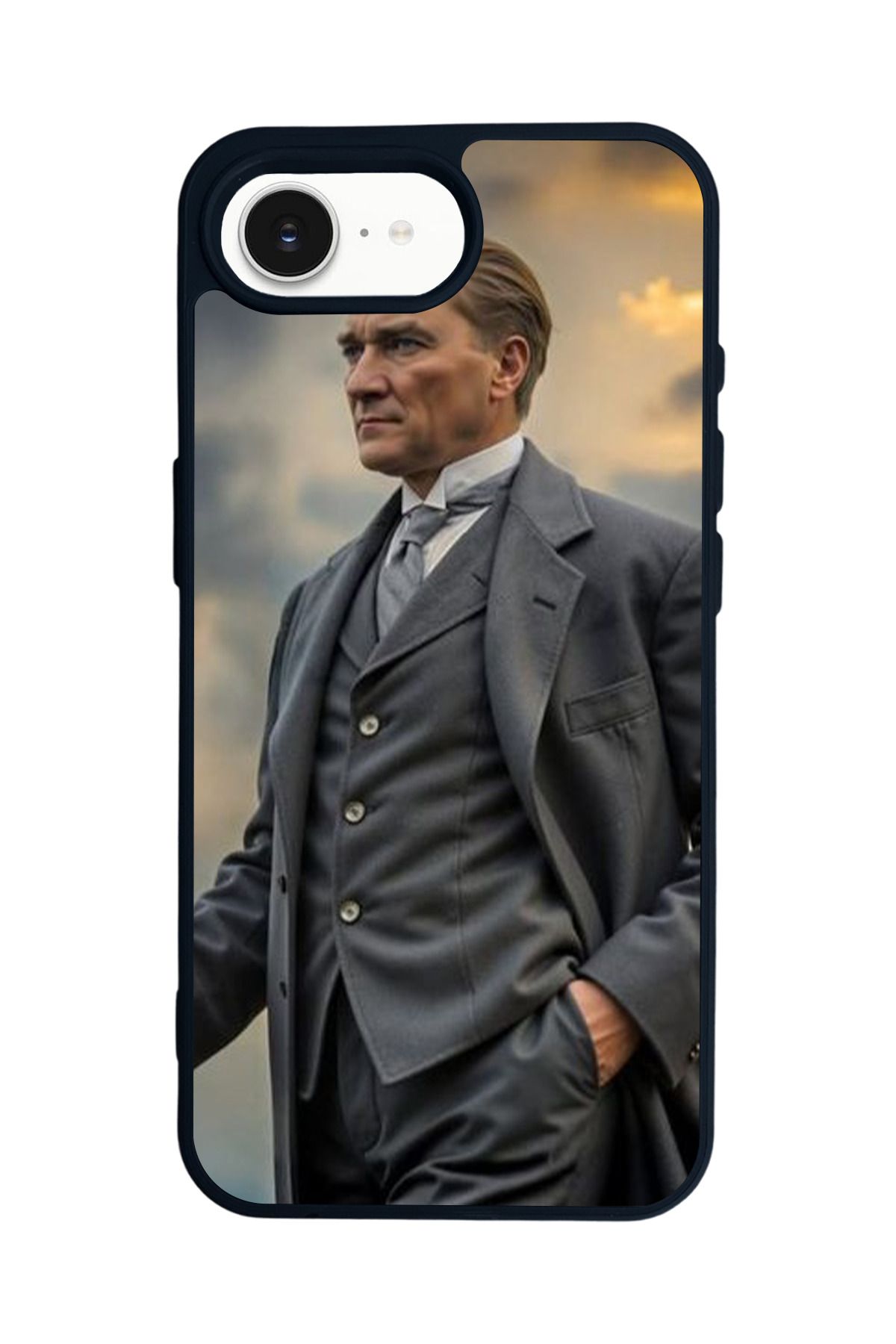Aksel Kılıf Apple iPhone 16e Uyumlu Baskılı,Mat Siyah,Yumuşak Silikon,Koruyucu,Şok Emici Kapak,Kılıf