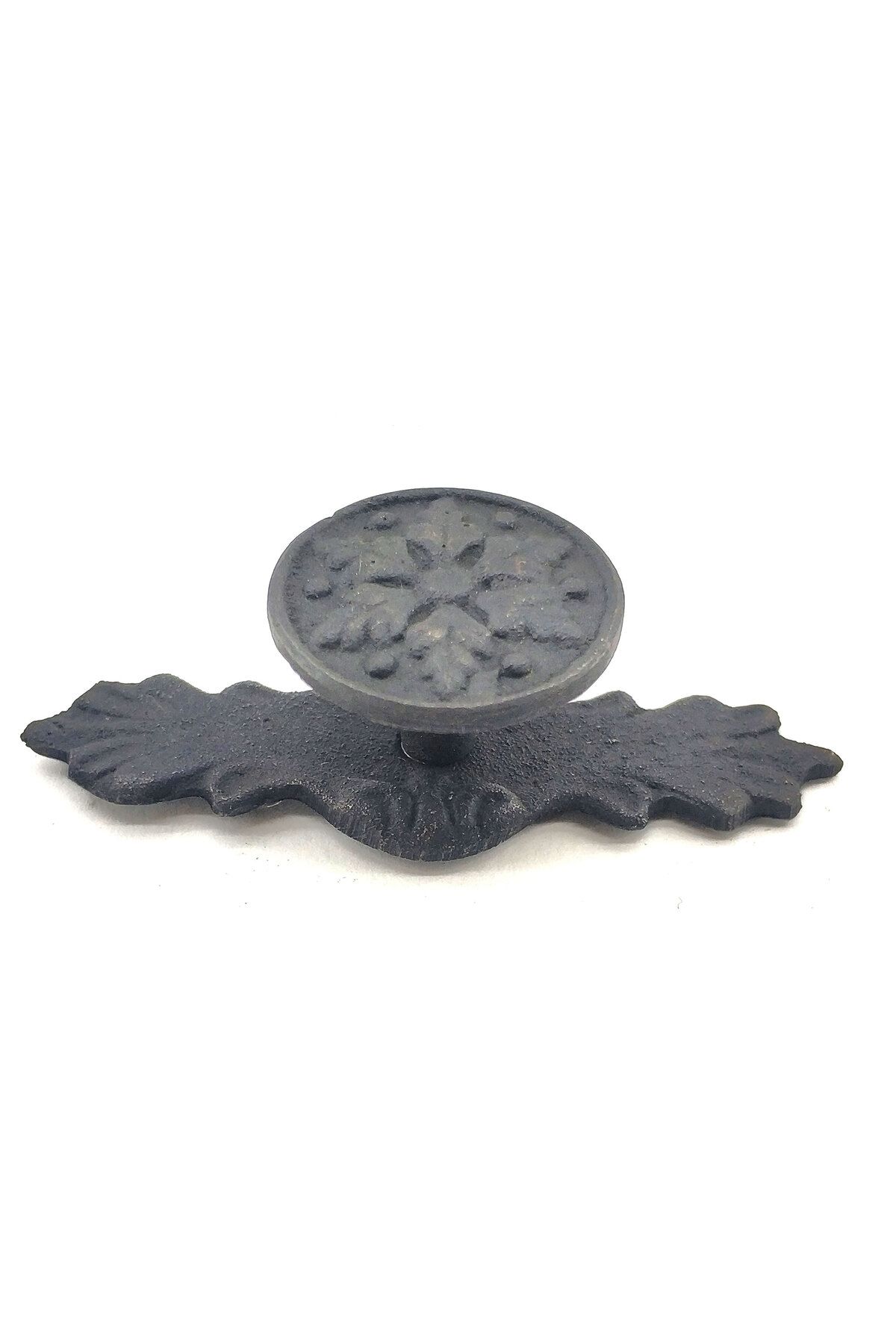 MBB ETİCARET Antika Tarz Dekoratif Pirinç Çiçek Düğme - 27x70 mm, Oksit