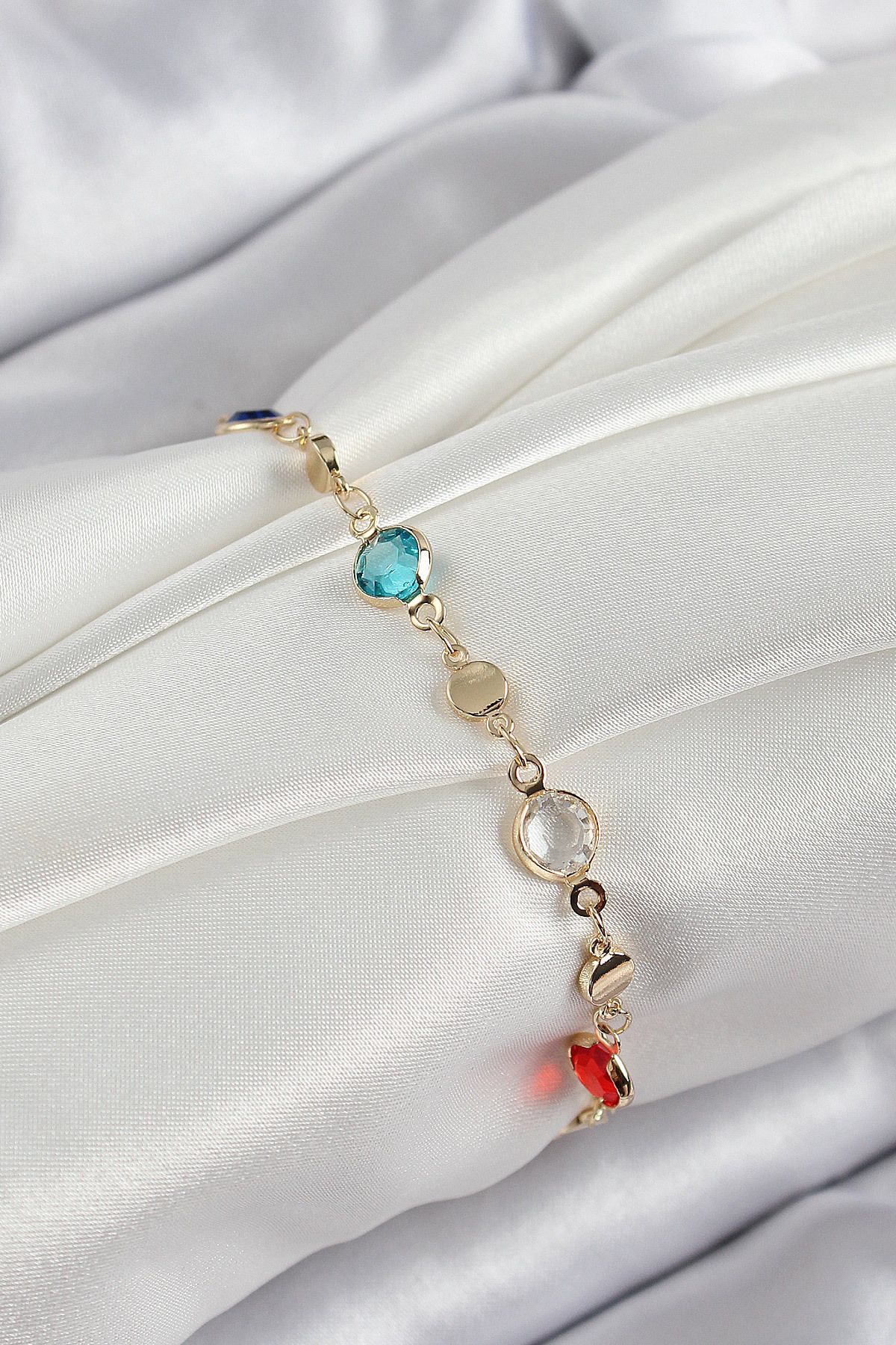 STYLE OF CARMEN Pirinç Karışık Renk Zirkon Taşlı Gold Renk Kadın Bileklik