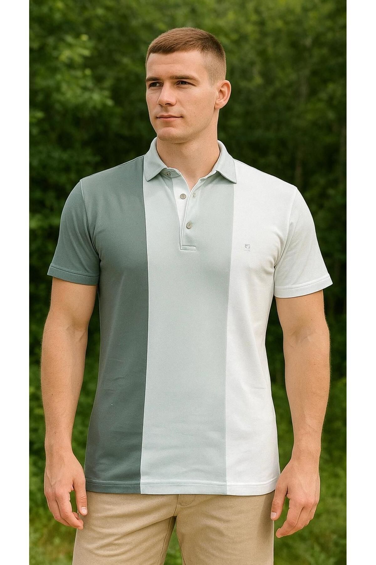 ELEVLİ Polo Yaka Erkek T-Shirt Haki