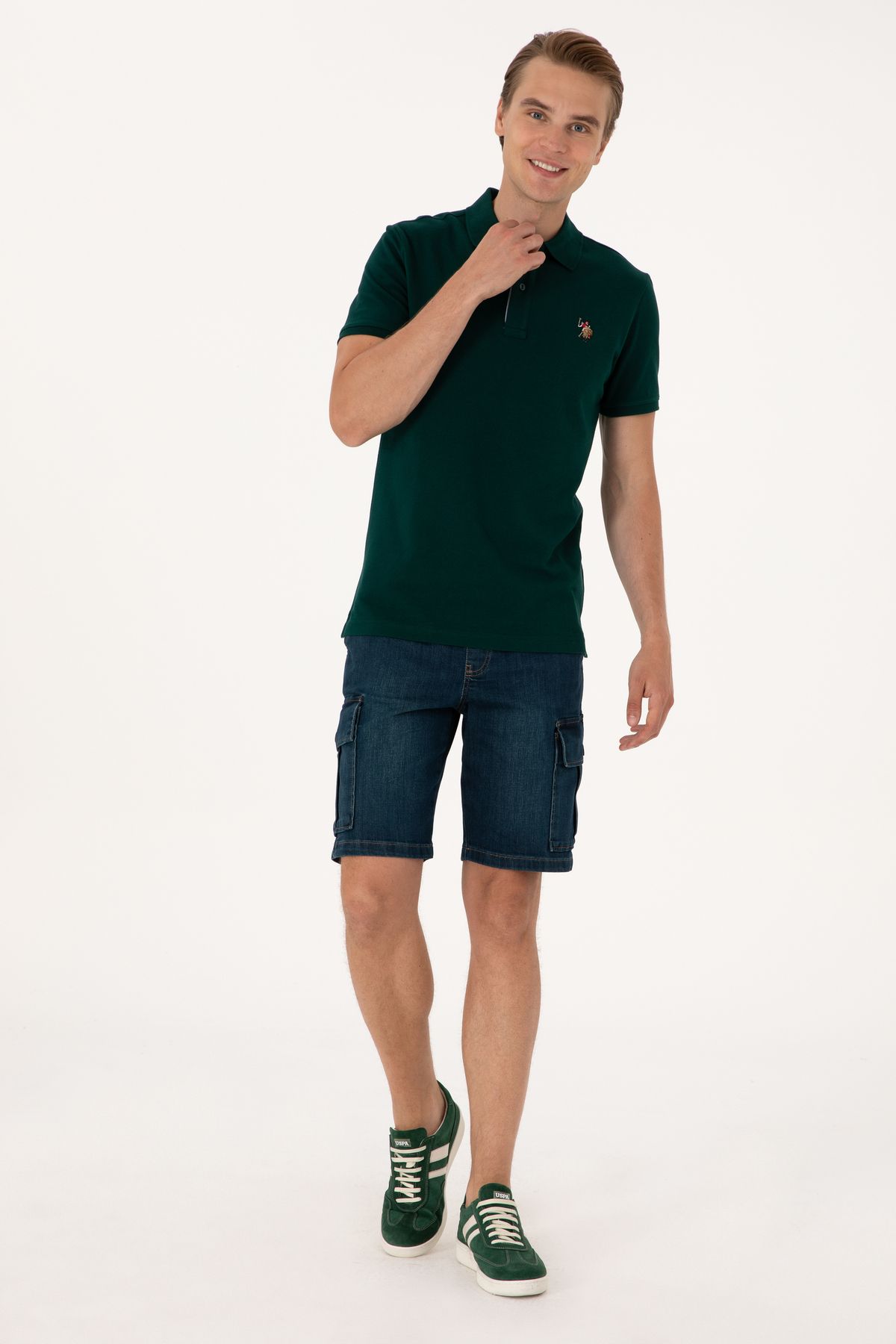 U.S. Polo Assn. Erkek Yeşil Jean Şort 50304364-DN0030