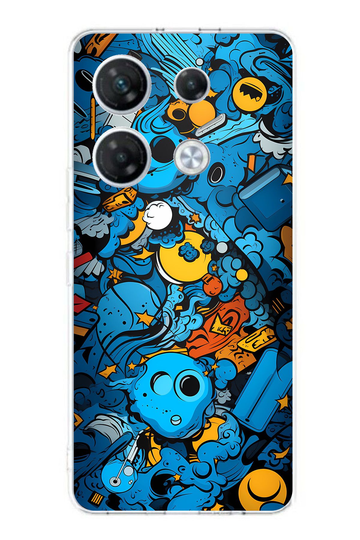 TechTree Infinix GT 20 Pro Uyumlu Mavi Kafatasları Şeffaf Silikon Kılıf