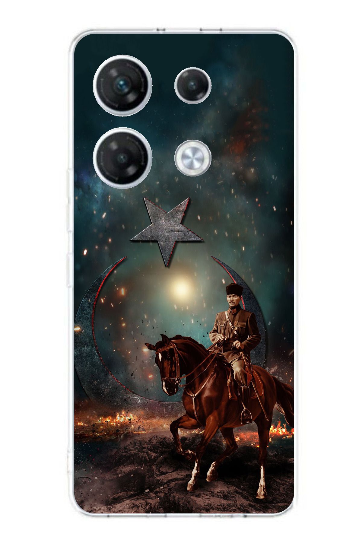 TechTree Infinix GT 20 Pro Uyumlu Atatürk At Üstünde Zafer Şeffaf Silikon Kılıf