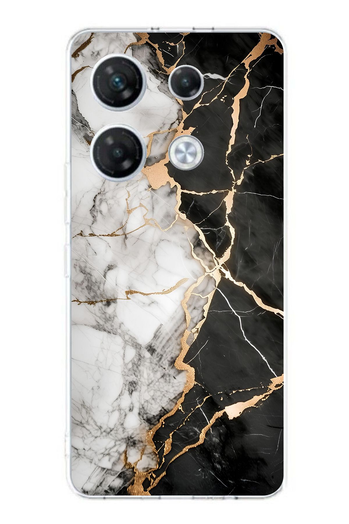 TechTree Infinix GT 20 Pro Uyumlu Siyah Beyaz Mermer Şeffaf Silikon Kılıf