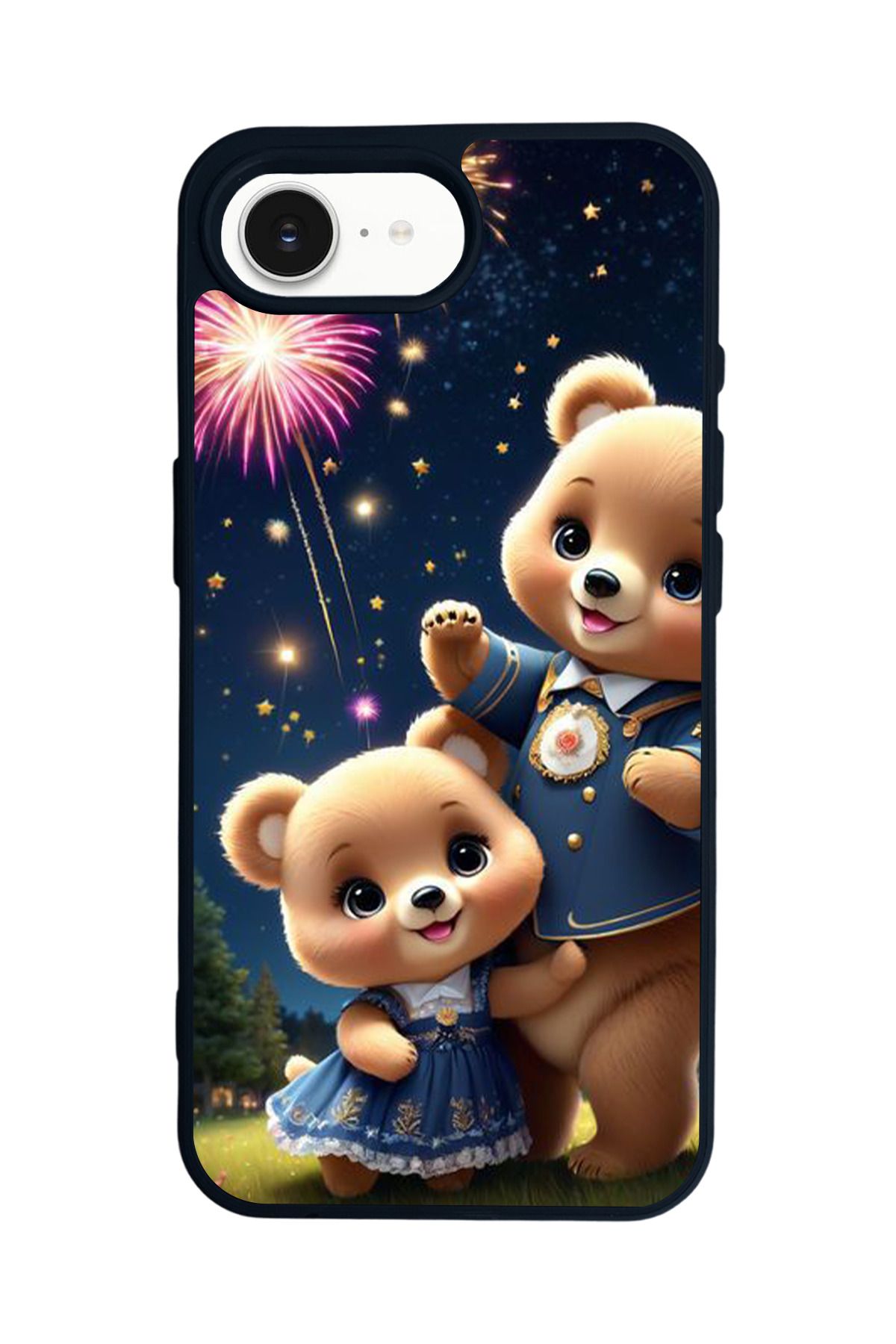 Aksel Kılıf Apple iPhone 16e Uyumlu Baskılı,Mat Siyah,Yumuşak Silikon,Koruyucu,Şok Emici Kapak,Kılıf