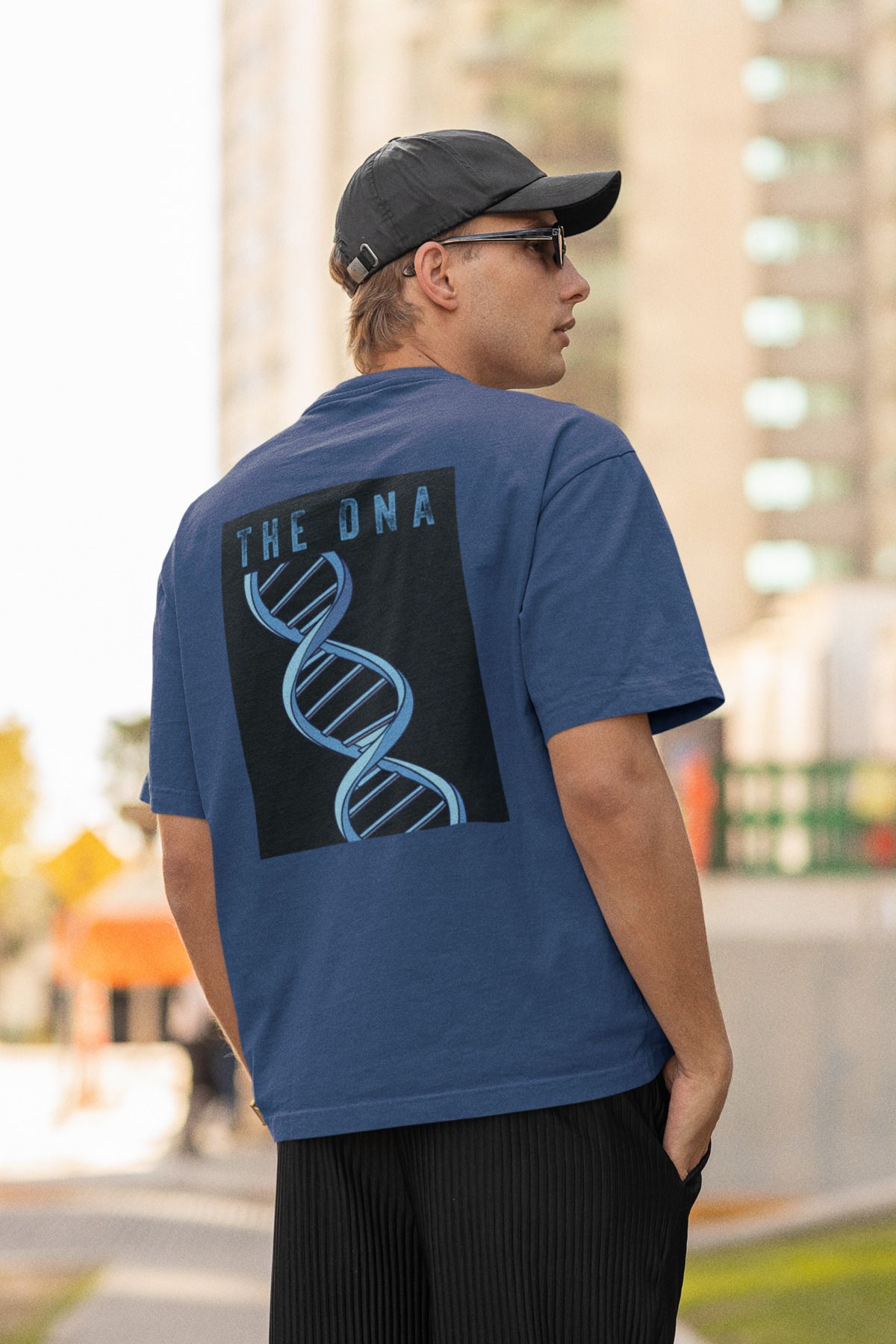 Uniquetex NUBENSE / DENPA-20 - Oversize Unisex DNA Baskılı Füme Bisiklet Yaka T-shirt (Bilim Tişört)
