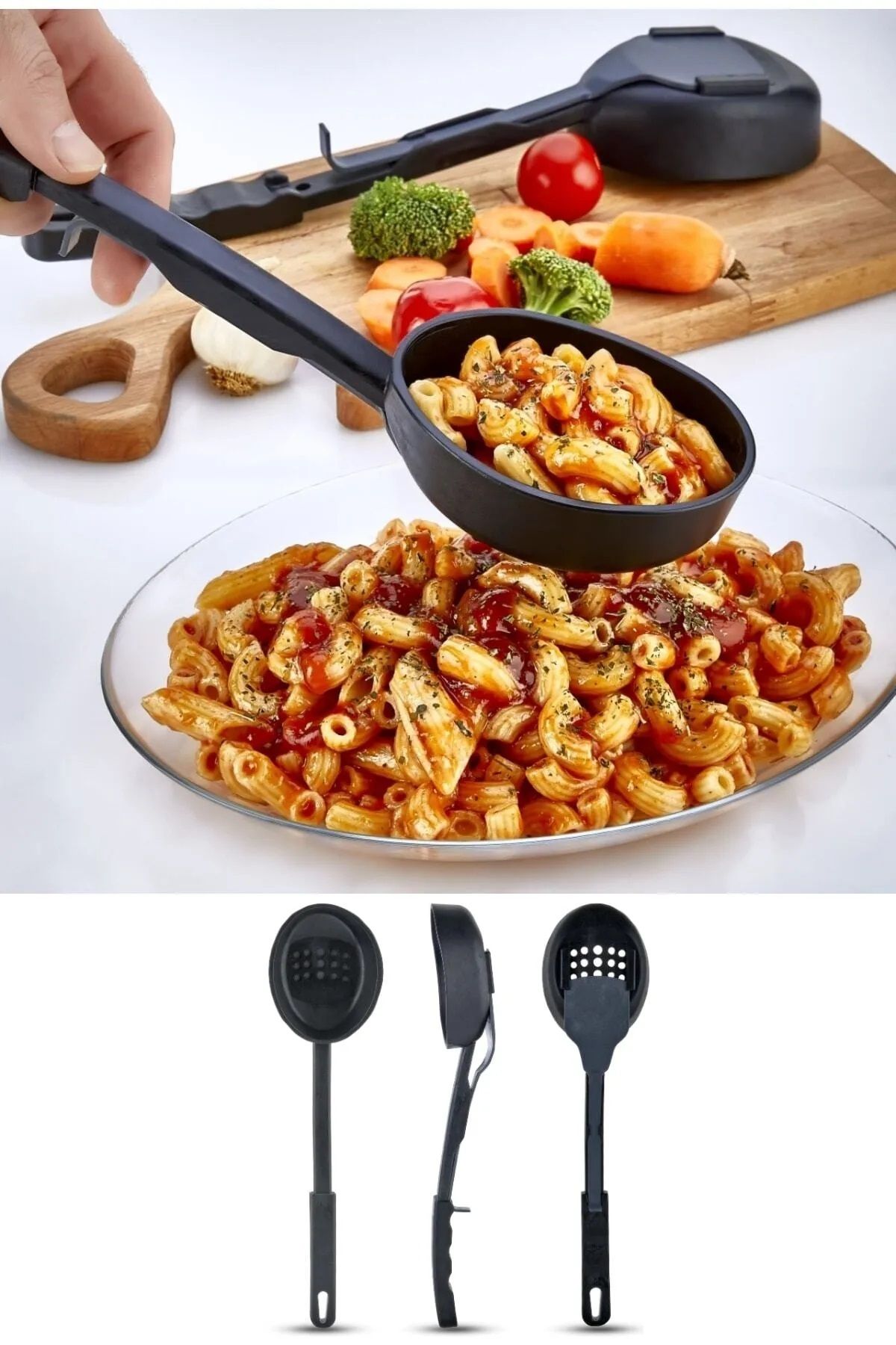 Kitchen Damys 3'ü 1 Arada Servis Seti - Kepçe Kevgir Kaşık 3'ü Bir Arada Servis Seti