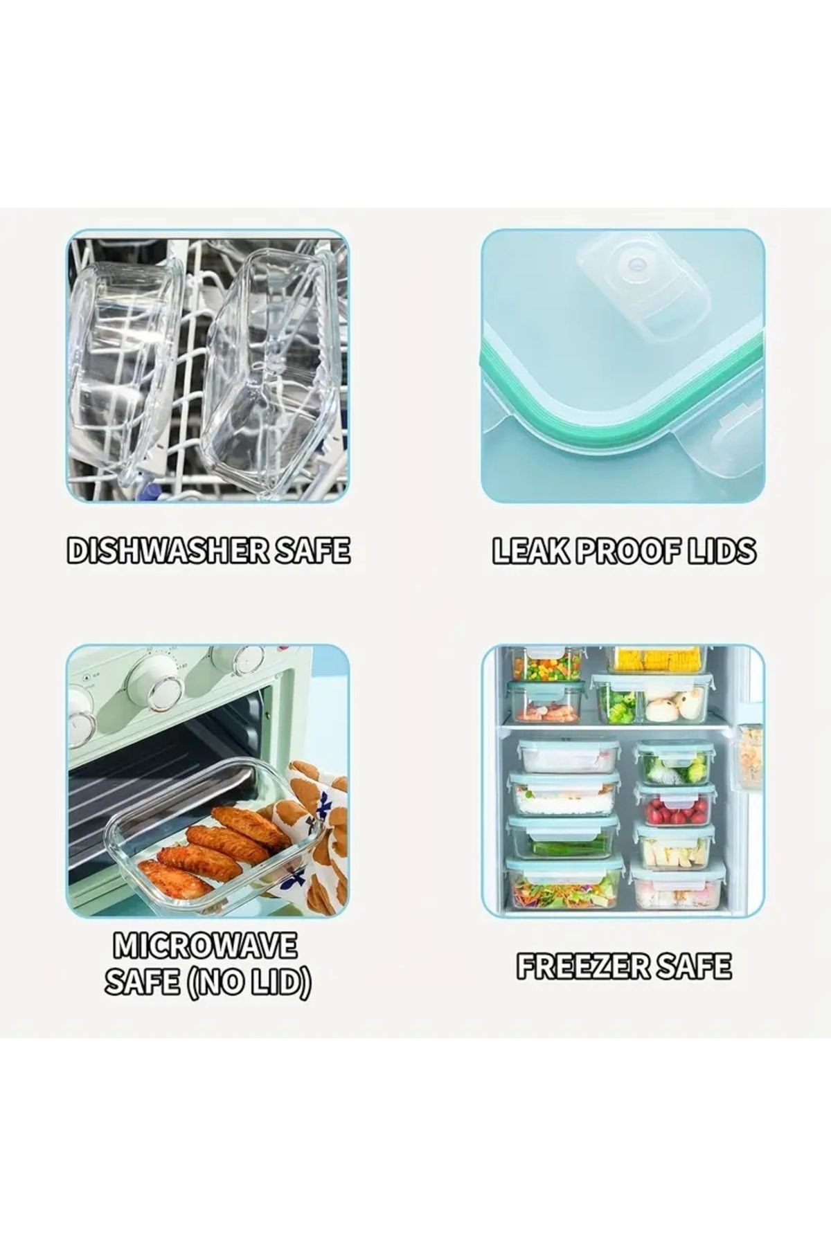 CİHO-Ciho 2 Pieces 1520 ml Glass Ziplock Vacuum Rectangular Airtight Storage Container with Lid 5