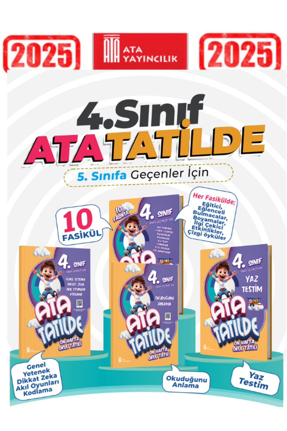 Bilfen Yayıncılık 2025 Ata Yayıncılık Ata Tatilde 4.Sınıf 10 Fasikül 4 Kitap Yaz Tatil Seti