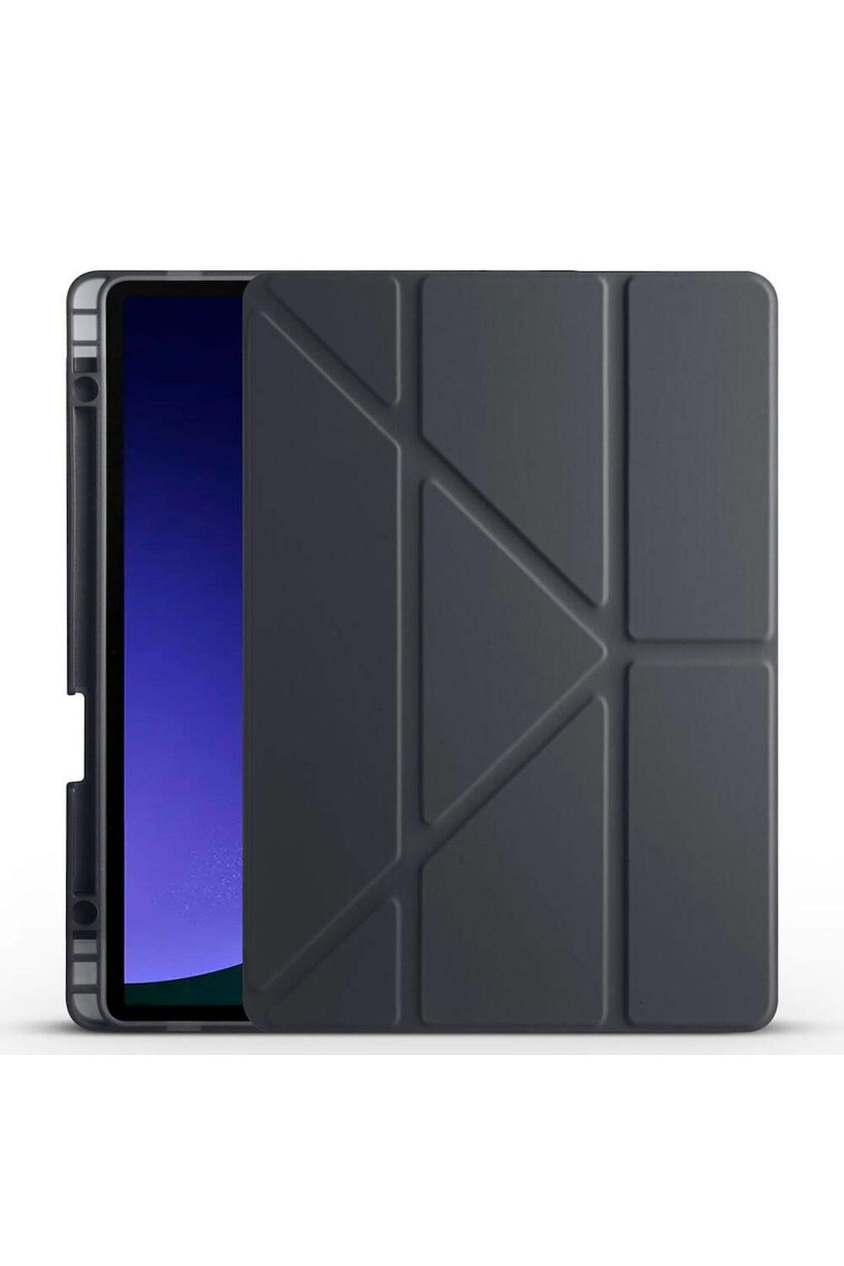 Megafox Teknoloji Samsung Galaxy Tab S9 FE Uyumlu Tablet Kılıfı Tri Folding Kalem Bölmeli Kılıf