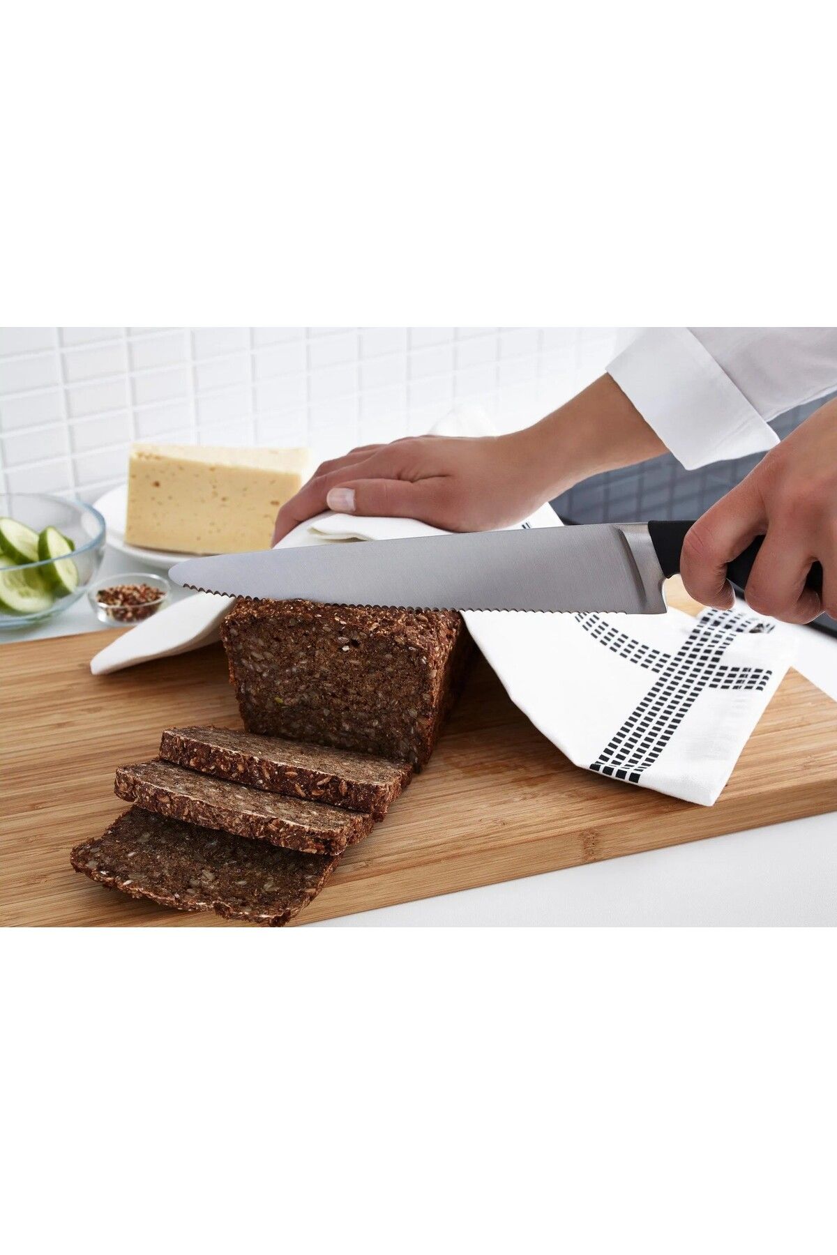 IKEA QUİCK Paslanmaz Çelik Ekmek Bıçağı (Ağız Kısım: 23 Cm Toplam Uzunluk: 37 Cm) İkea Tırtıklı Bıçak