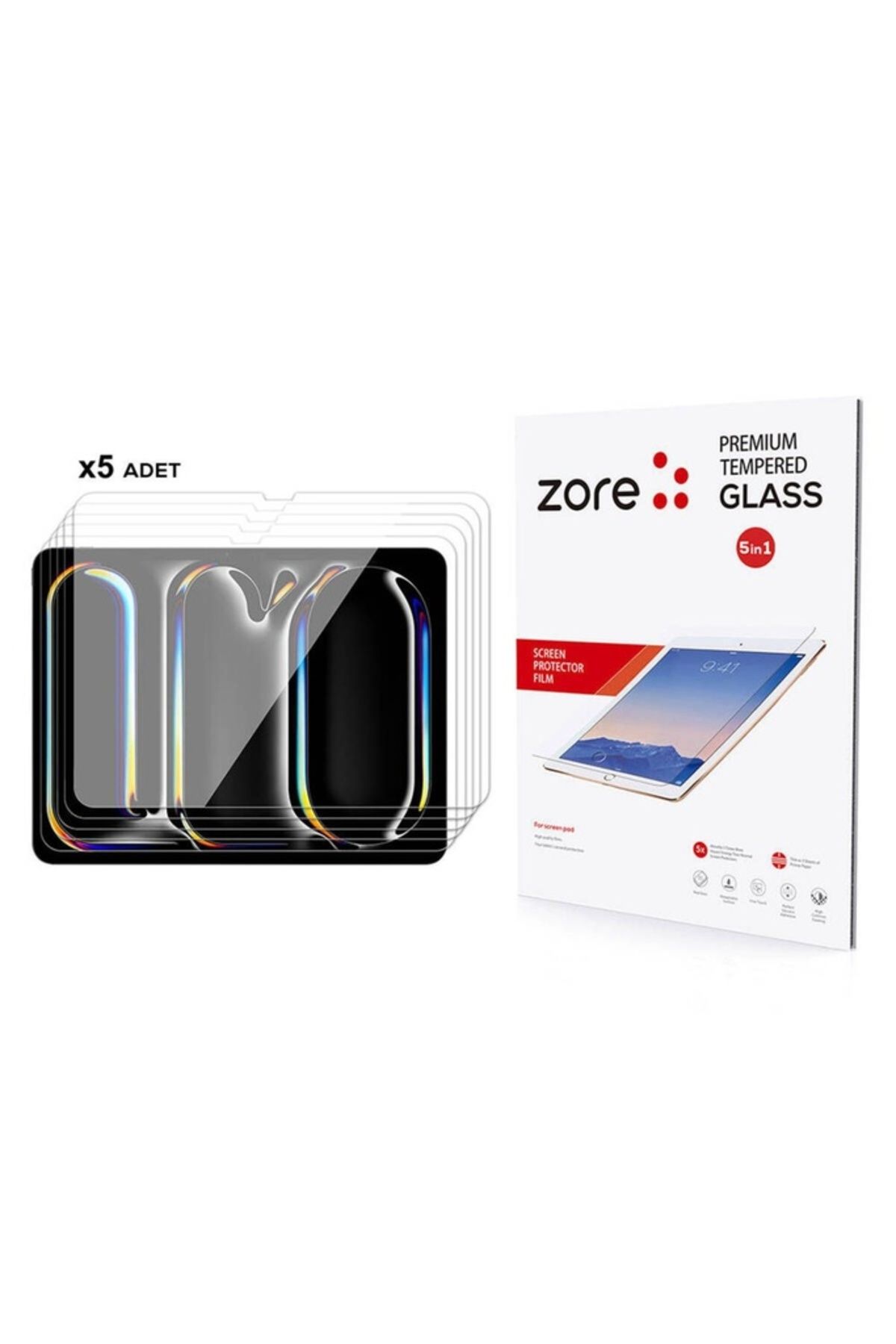 Megafox Teknoloji Apple iPad 13 Pro 2024 Uyumlu Ekran Koruyucu 5in1 Tablet Temperli Ekran Camı