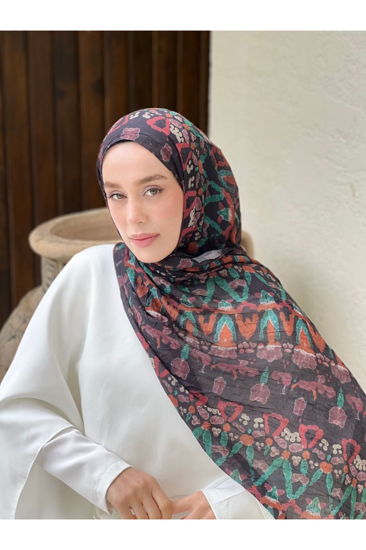 Modakaşmir-Abstract Zigzag Pattern Bamboo Shawl 2