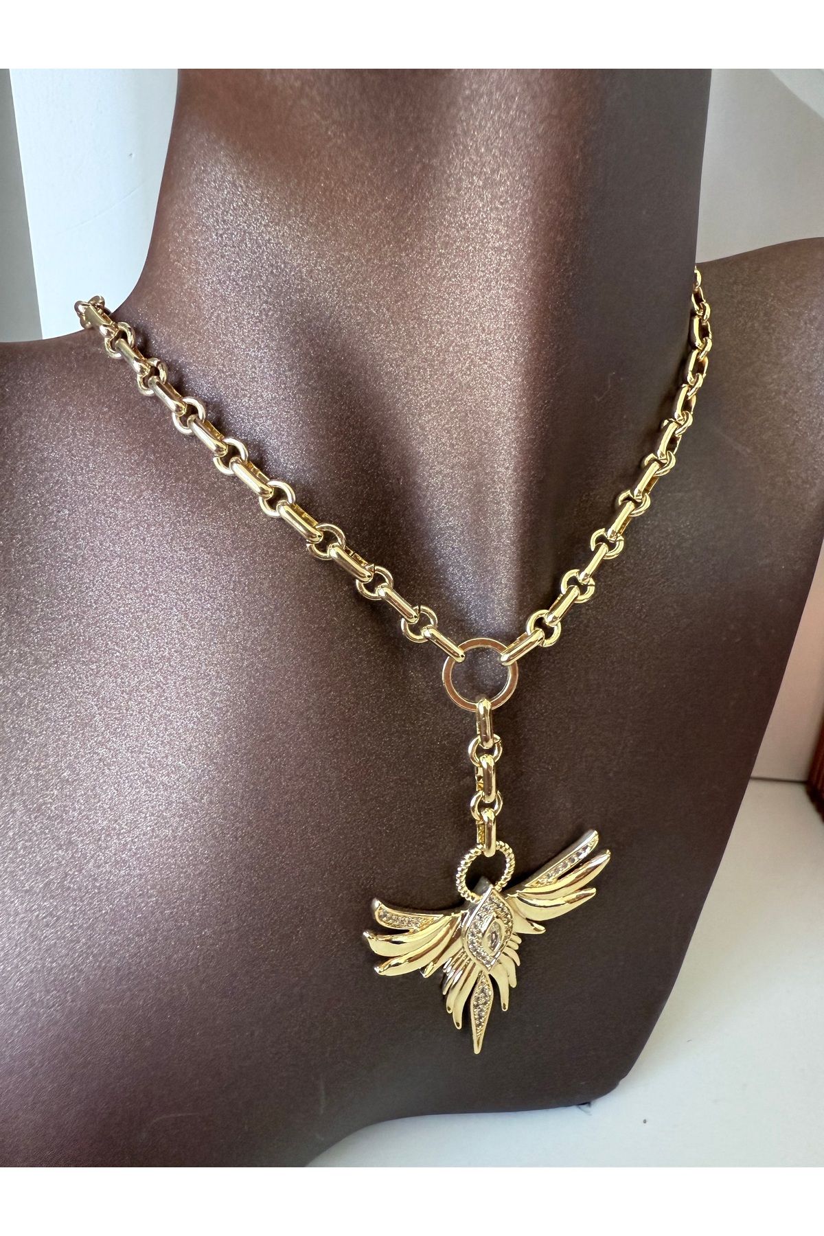 ACCESSORYHUB Zirkon Taş Detaylı Anka Kuşu Kolye – Gold Zincir Tasarım