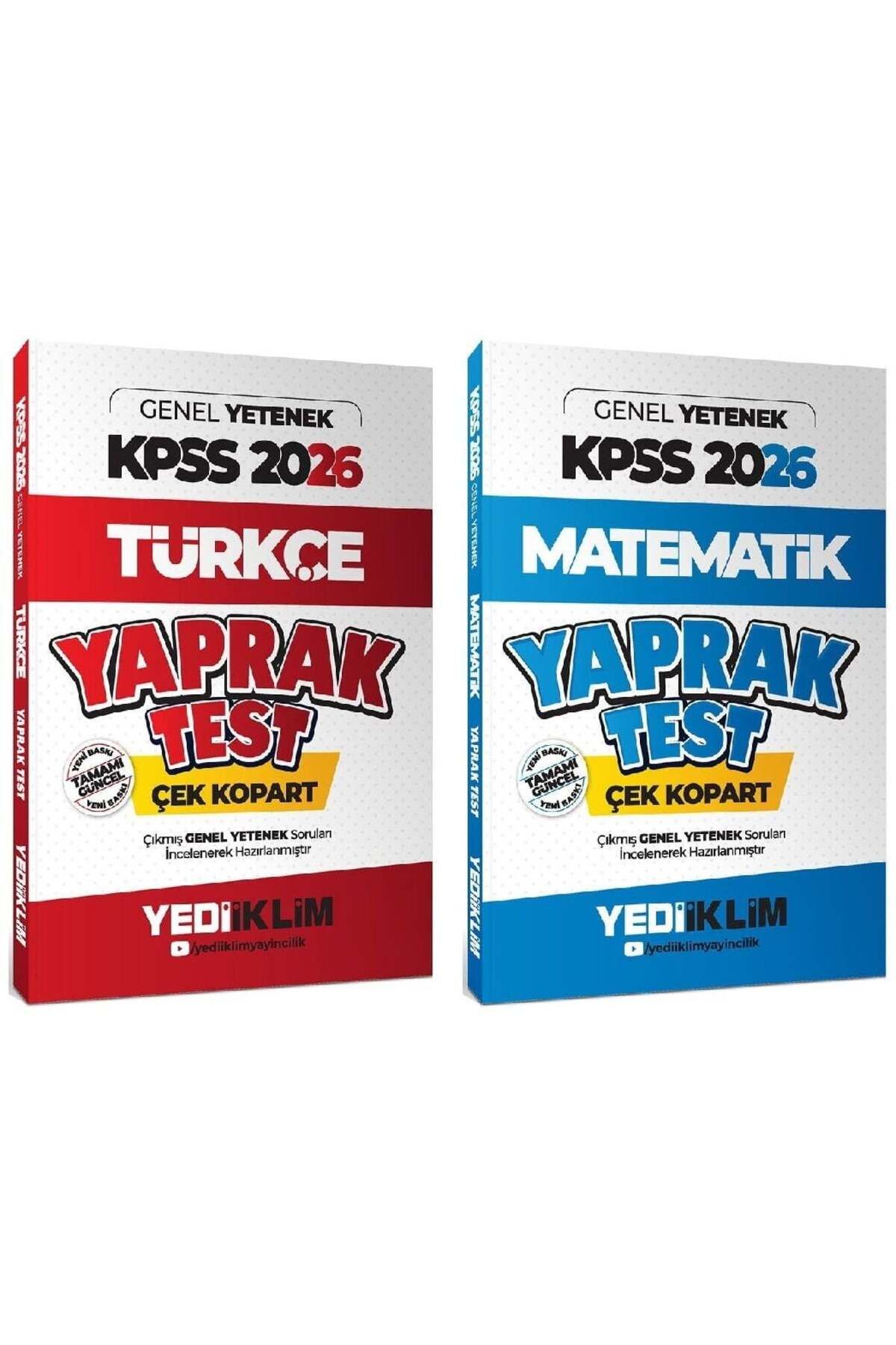 Makro Kitabevi Yayınları Yediiklim 2026 Baskı KPSS Türkçe + Matematik Yaprak Test 2 li Set