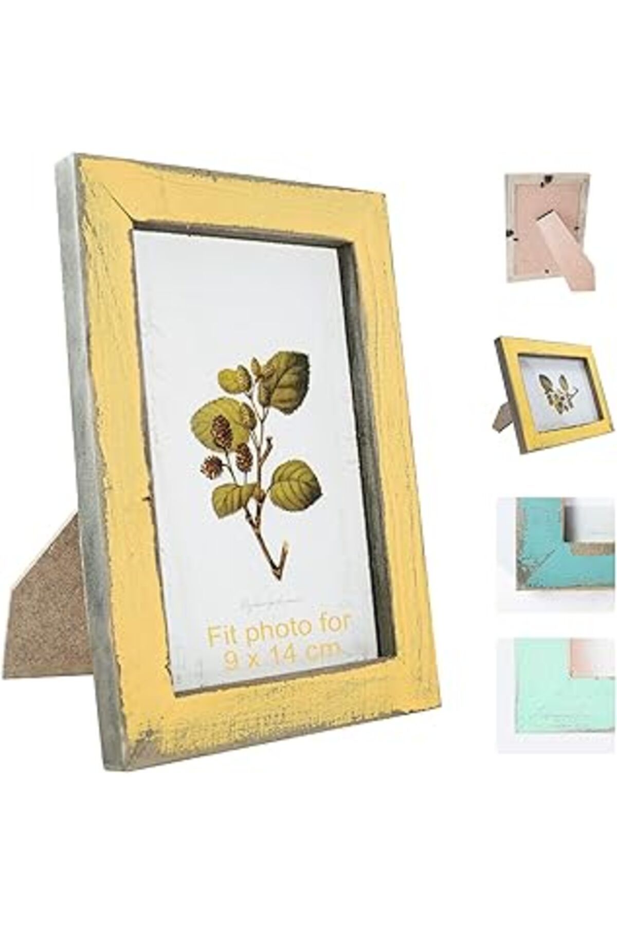 NETWORK ART Zfkxgs Vinatge Ahşap Resim Çerçeveleri 9 X 14 Cm Shabby Chic Poster Çerçevesi Standlı Masa Üstü Vey