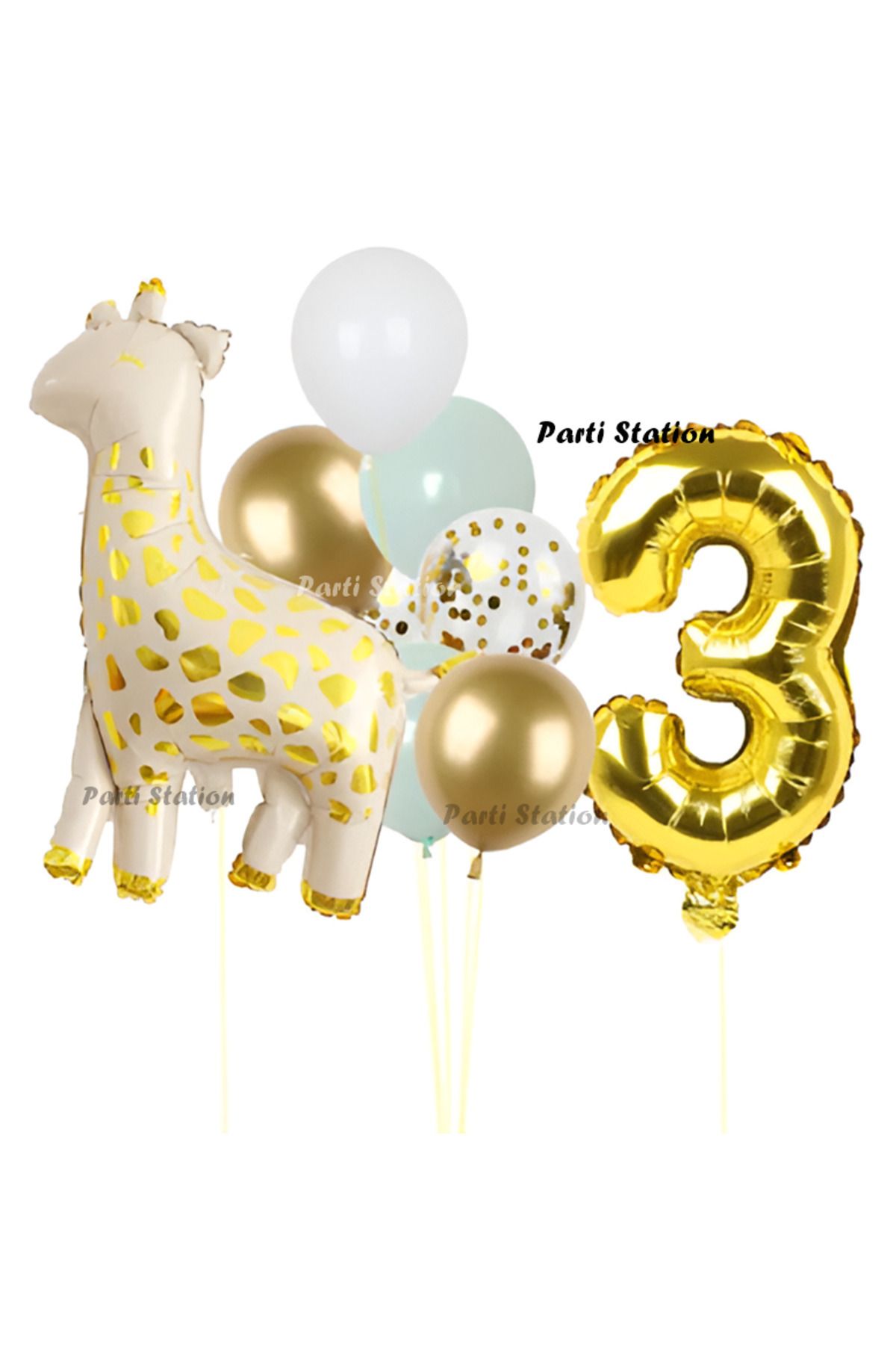 Partifest Sevimli Zürafa Konsept 3 Yaş Doğum Günü Balon Set Safari Tema Zürafa Parti Doğum Günü Balon Set