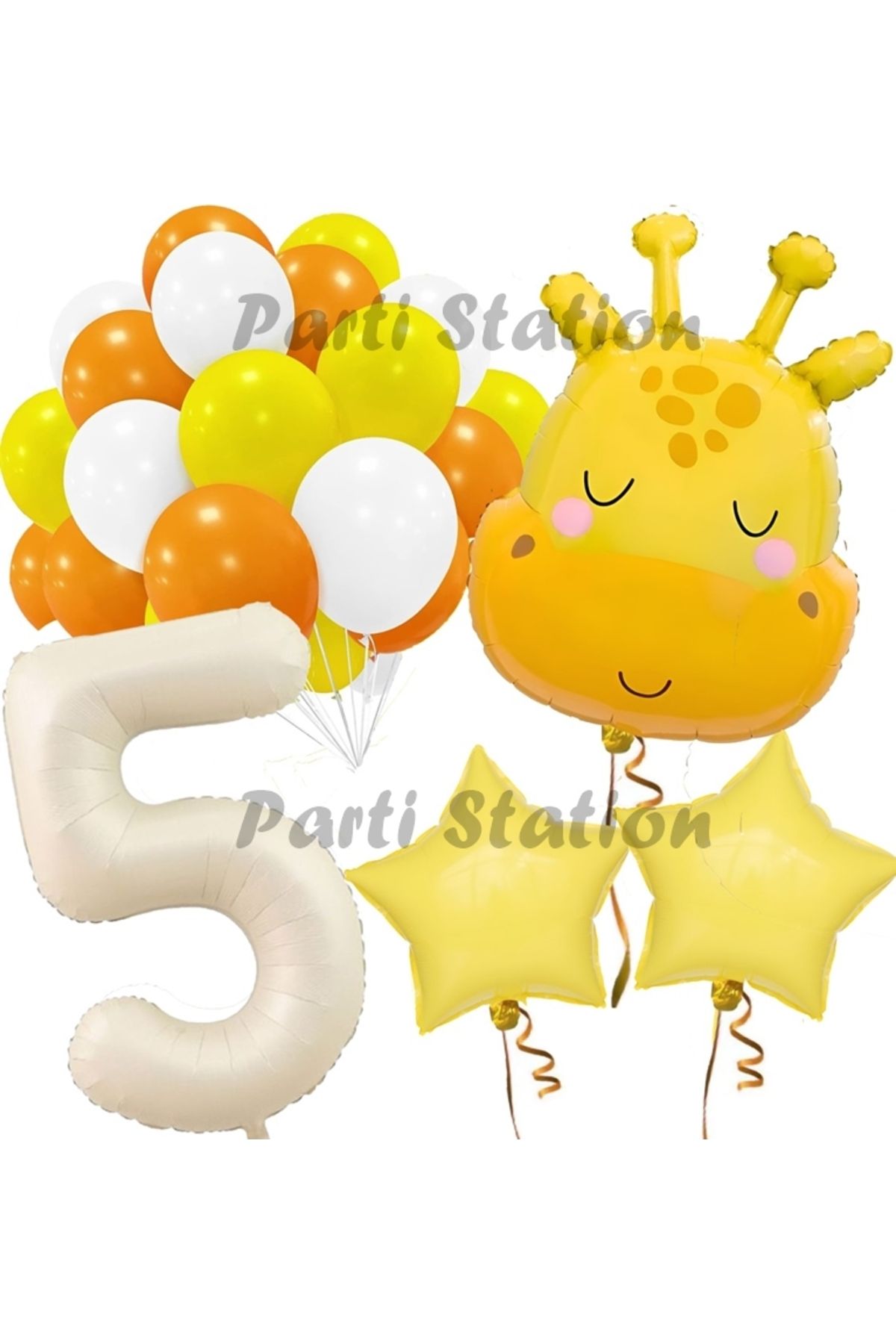 Partifest Safari Sevimli Zürafa Tema 5 Yaş Balon Set Safari Konsept Zürafa Parti Doğum Günü Balon Set