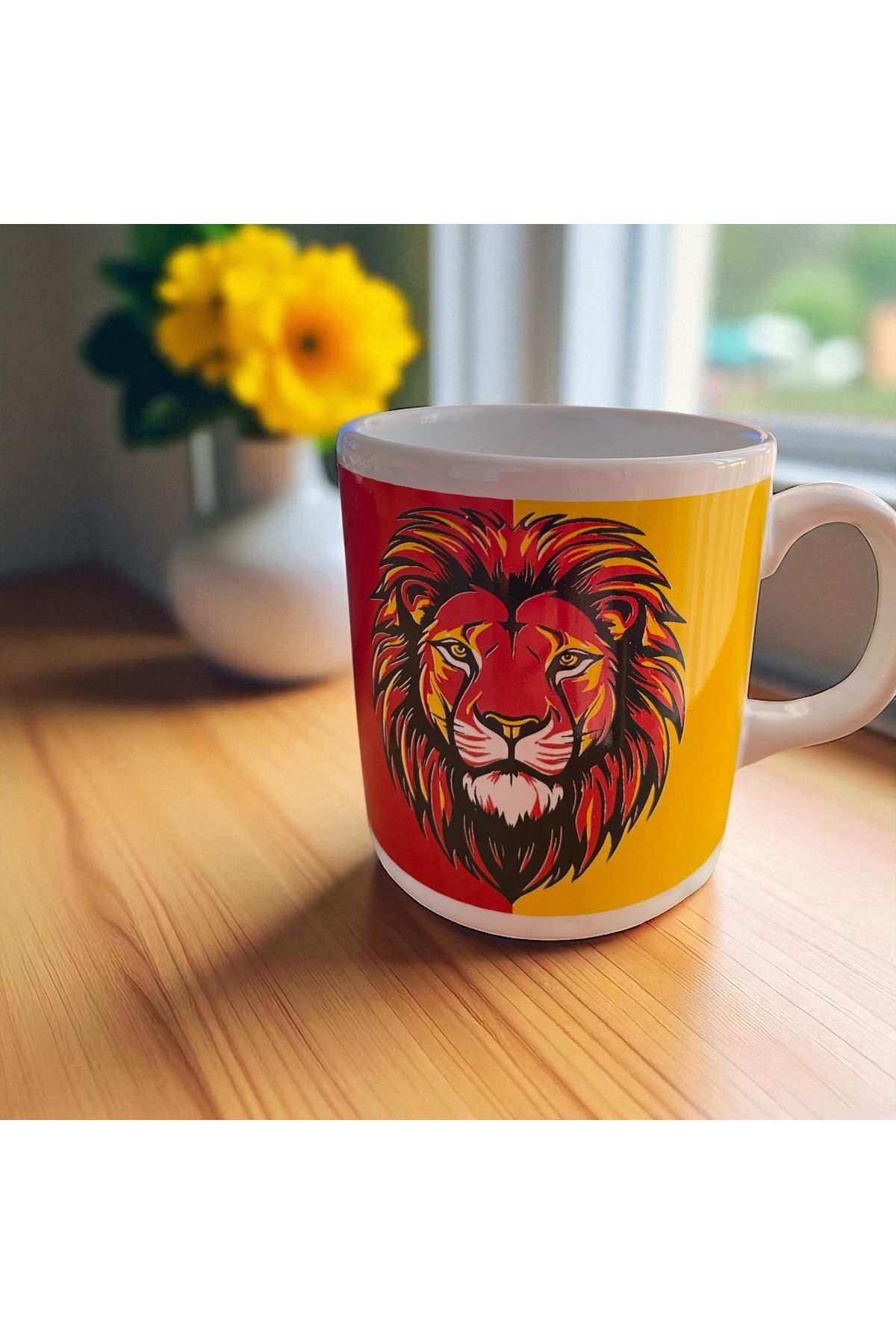 C&On Design ❤️💛Galatasaray Renkli Aslan Figürlü Kupa – Taraftar Seramik Kupa