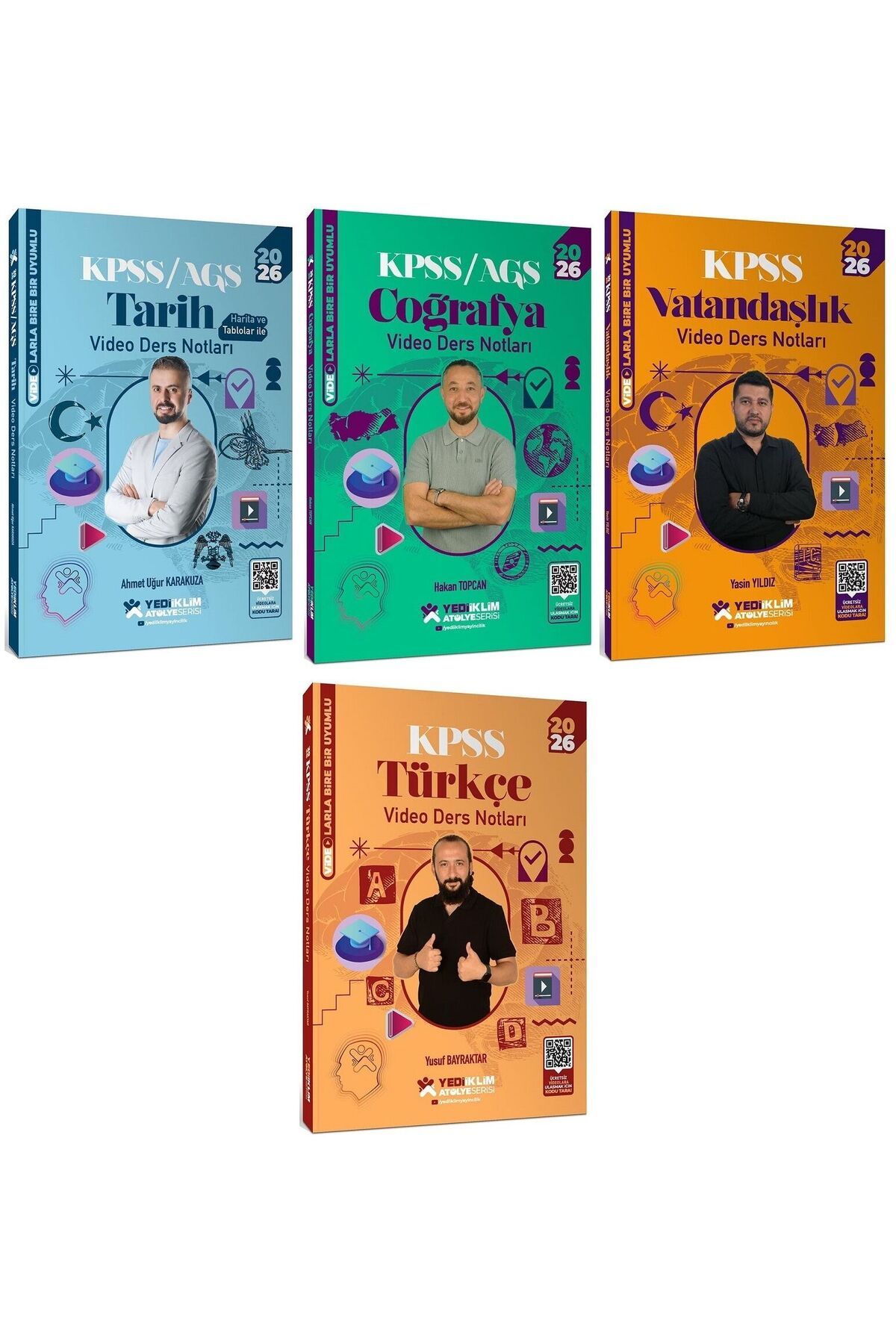 Makro Kitabevi Yayınları Yediiklim 2026 Baskı KPSS Türkçe+Tarih+Coğrafya+Vatandaşlık Atölye Video Ders 4 lü Set