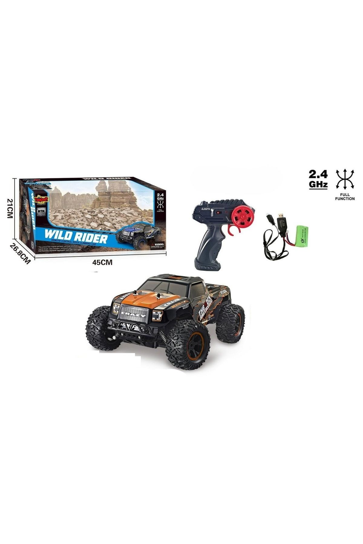 TRUST STORE Şarjlı 1:10 RC Dev Off-Road Araba 15KM/H Hızlı Arazi Aracı 40 CM TURUNCU