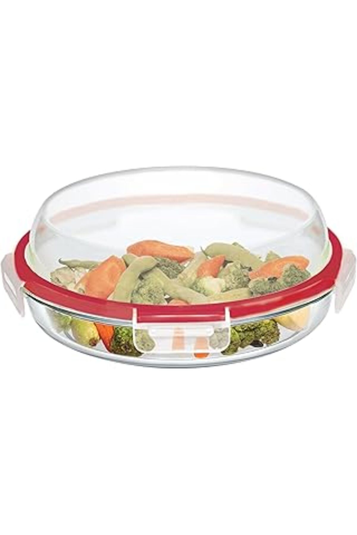 Mu Art Ahşap Borcam Kırmızı Contalı Tekli Bake&Store Saklama Kabı 1840 Cc