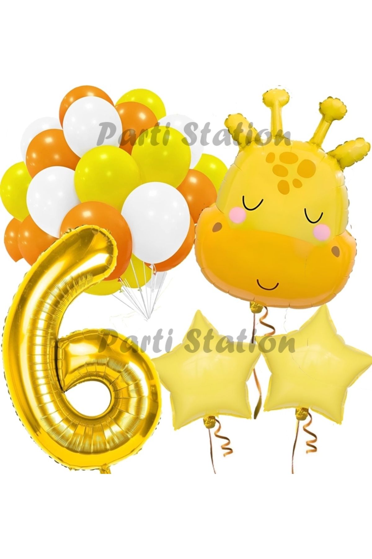 Partifest Sevimli Zürafa Konsept 6 Yaş Balon Set Safari Tema Zürafa Parti Doğum Günü Balon Set
