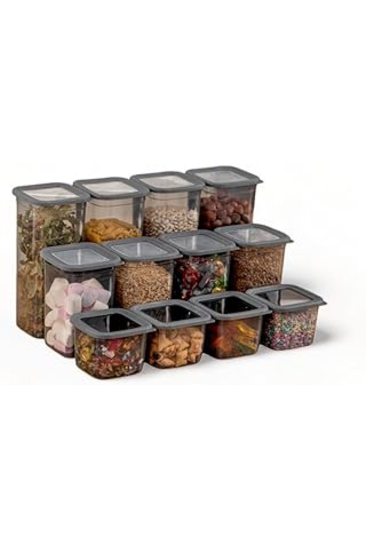 ASİTAN 12'Li 3 Boy Set Sızdırmaz Kapaklı Erzak Saklama Kabı 650Ml - 1300Ml - 1900Ml Erzak Saklama Kabı Ant