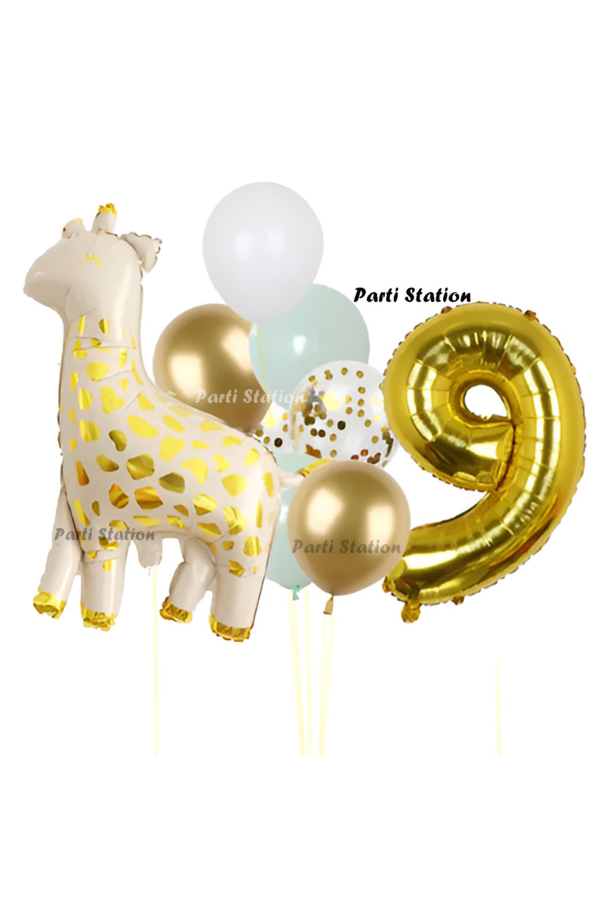 Partifest Sevimli Zürafa Konsept 9 Yaş Doğum Günü Balon Set Safari Tema Zürafa Parti Doğum Günü Balon Set