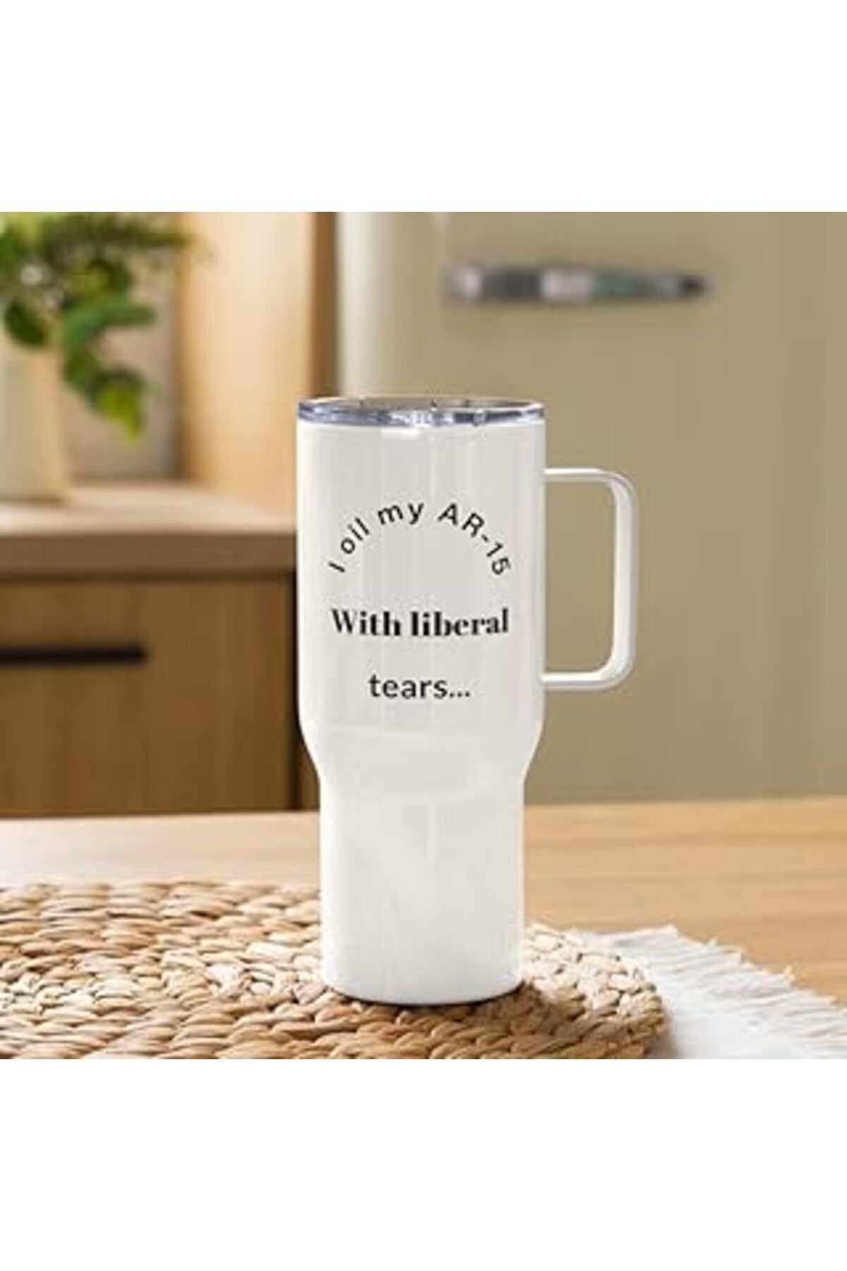 NETWORK ART Print Dore Ar-15'Imi Liberal Gözyaşlarıyla Yağlarım Kupa - Kulplu Seyahat Kupası - İngilizce Kahve