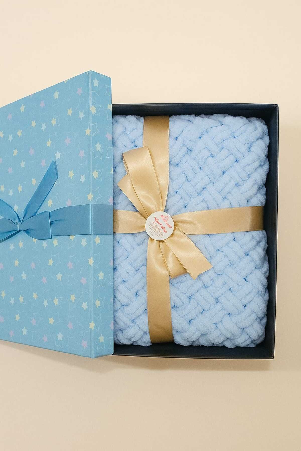 Handmade Bebek battaniyesi el örgüsü mavi erkek bebek