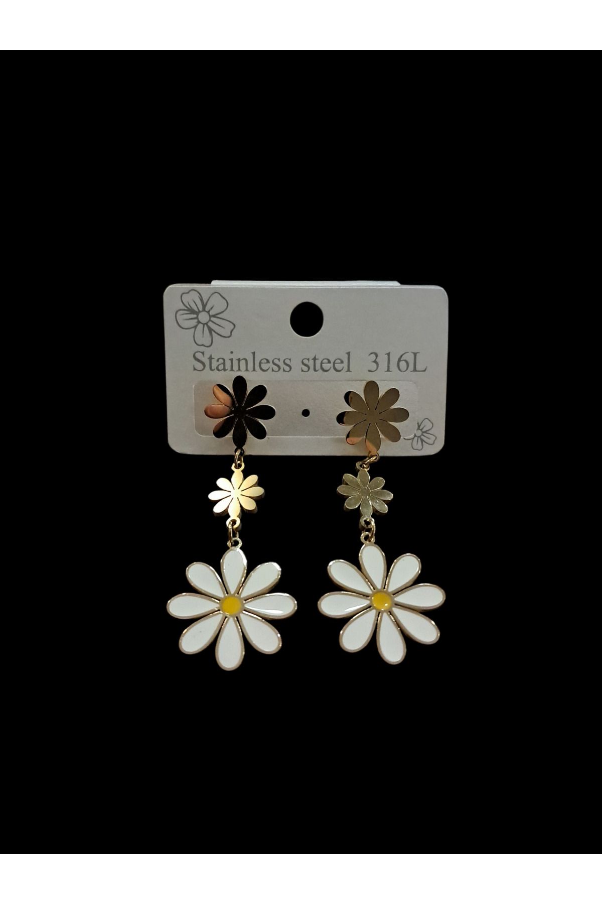 Style Accesories Çelik Küpe Papatya Desen