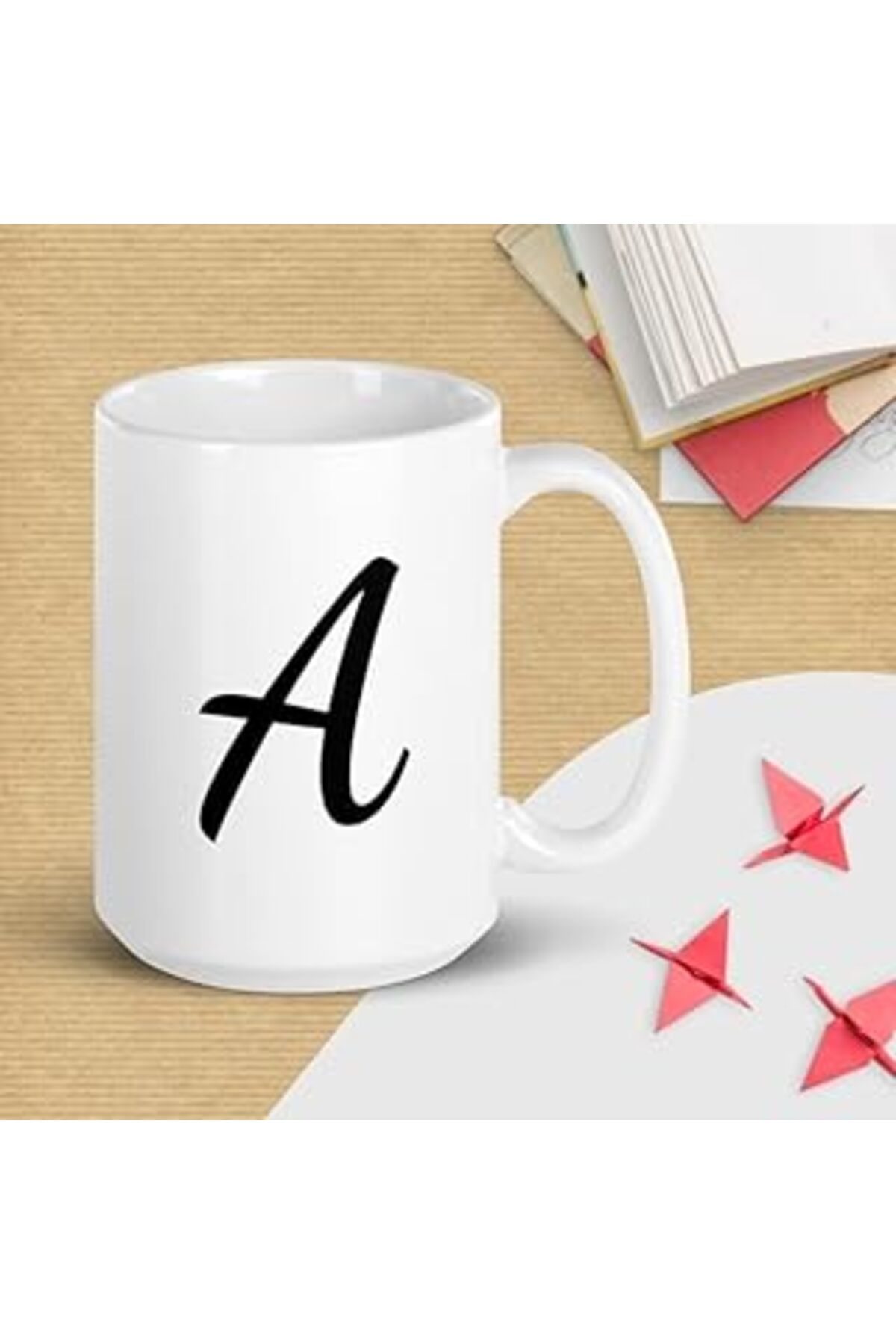 NETWORK ART Print Dore Bir Monogram Kahve Kupa - Beyaz Parlak Kupa - İngilizce Kahve Kupa
